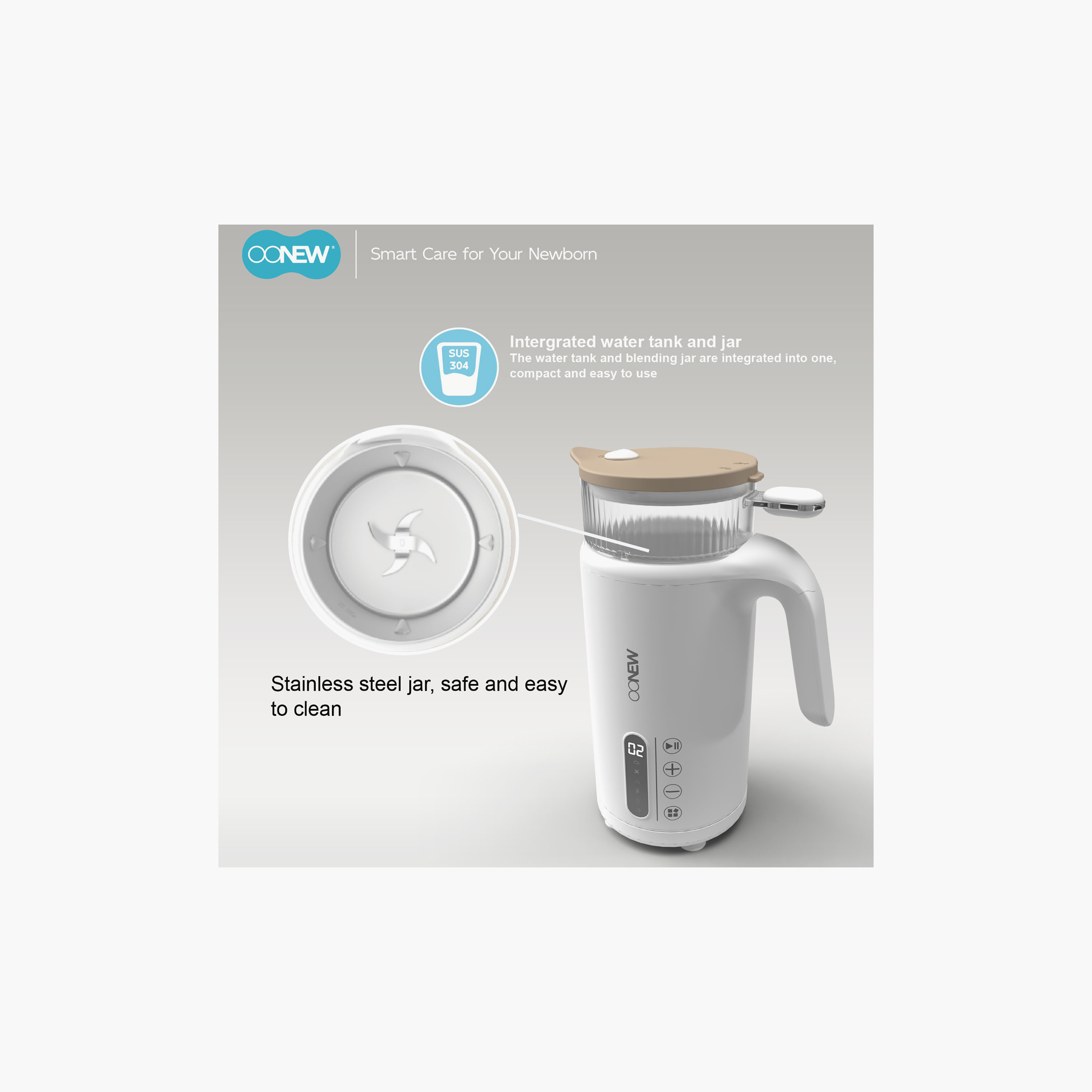 Oonew 6-In-1 Self-Clean Cordless Food Steamer Blender with SS Jar-baby-feeding-babyfoodprocessors-image-5
