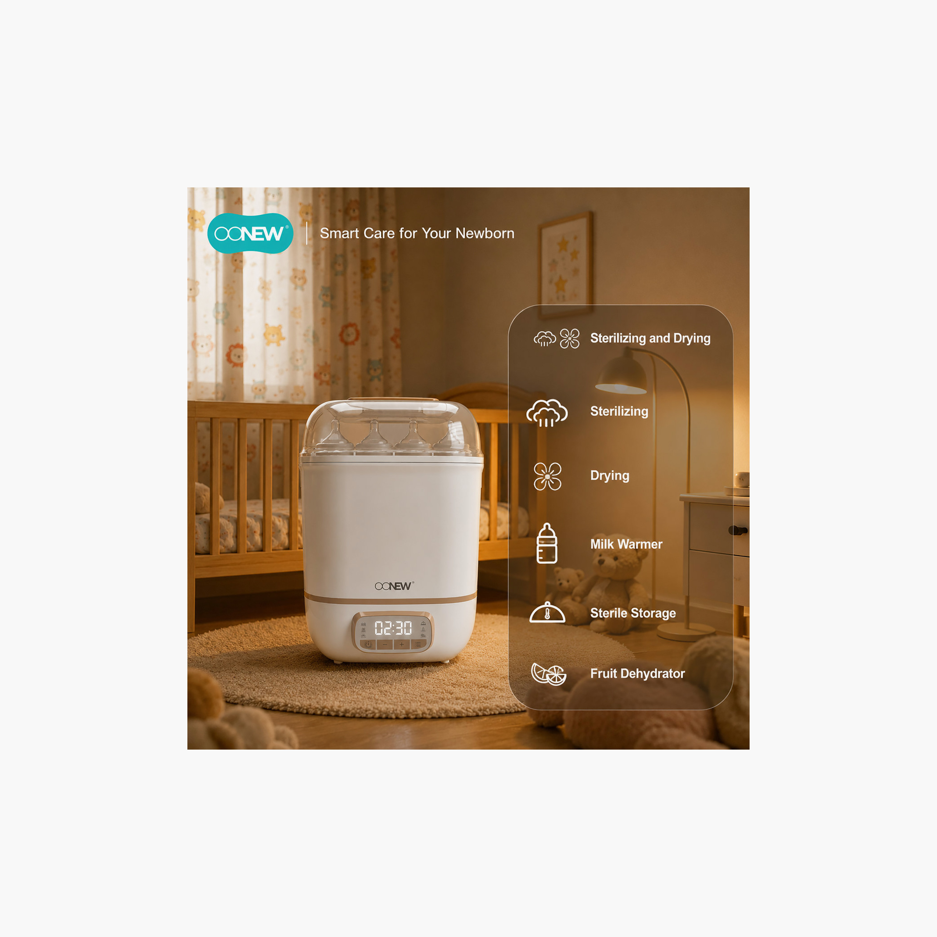 Oonew 6-Minute Electric Bottle Steam Sterilizer & Dryer-baby-feeding-sterilizersandwarmers-image-2