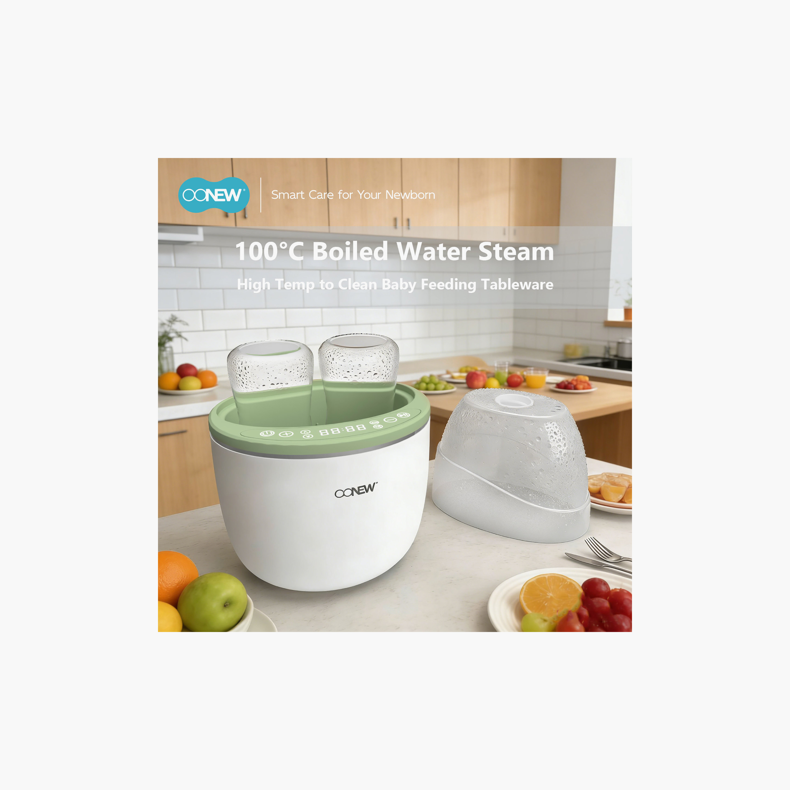 جهاز تسخين وتوجيه لتعقيم رضاعات الأطفال 4 في 1 مع شاشة LED باللمس من أونيو-baby-feeding-sterilizersandwarmers-image-4