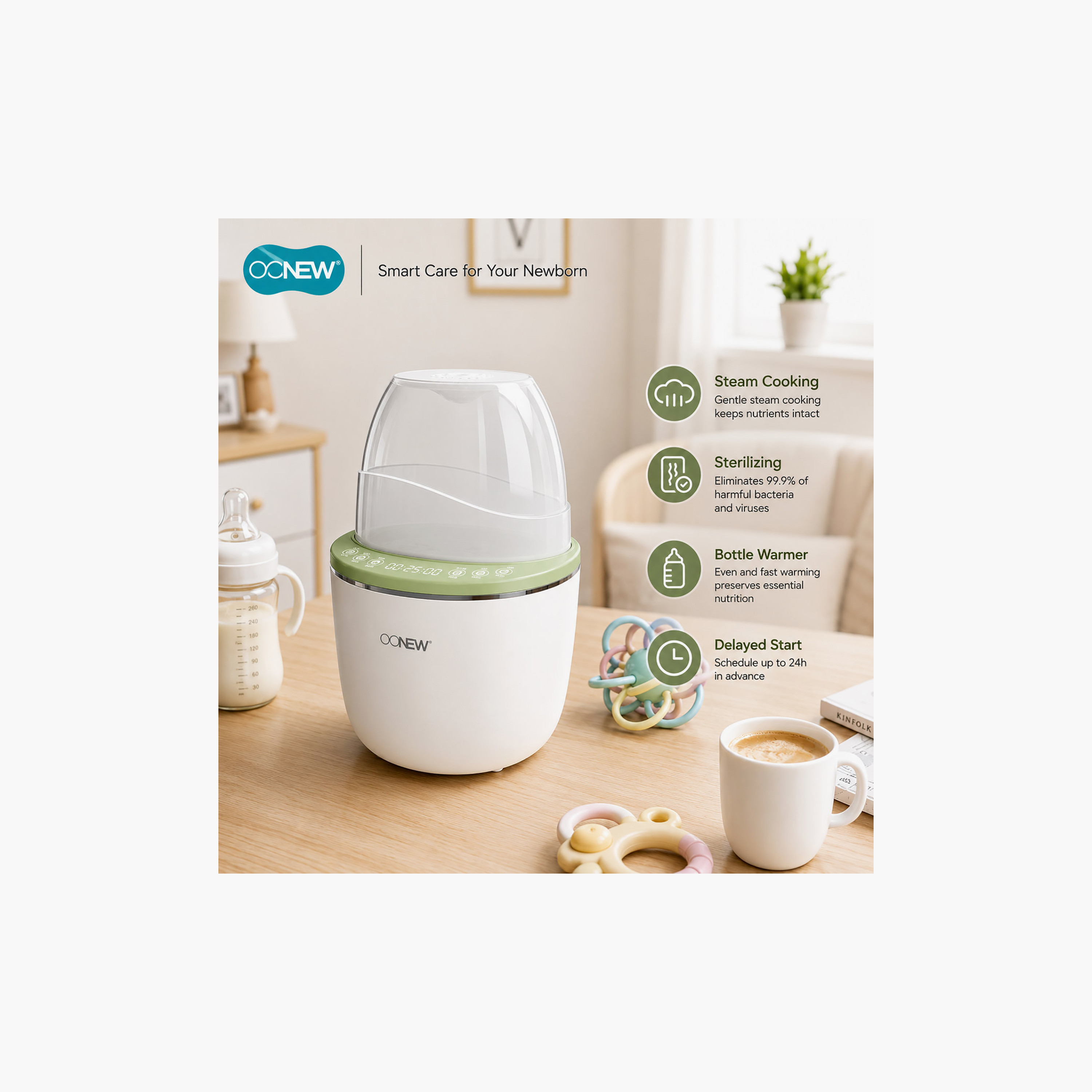 جهاز تسخين وتوجيه لتعقيم رضاعات الأطفال 4 في 1 مع شاشة LED باللمس من أونيو-baby-feeding-sterilizersandwarmers-image-6