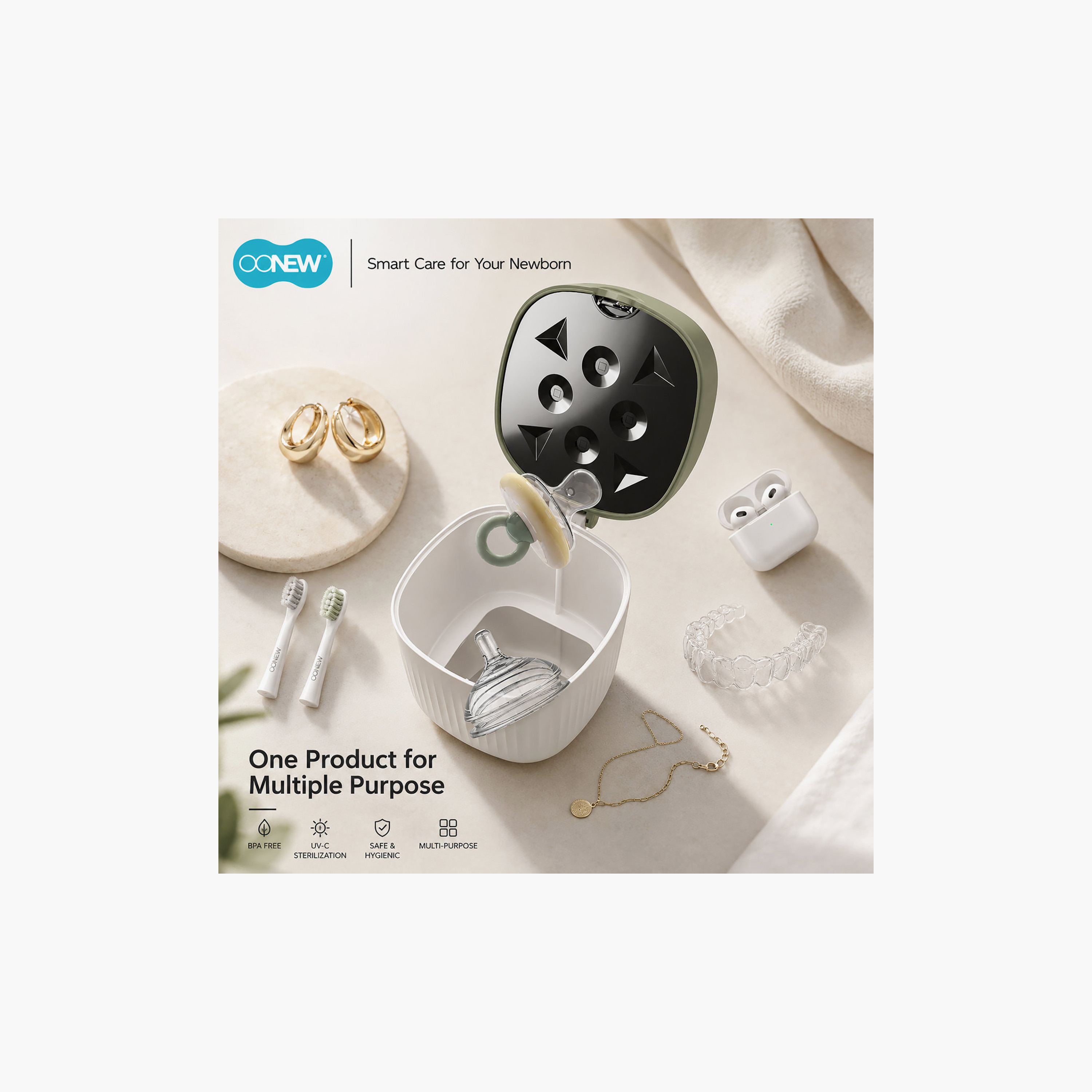 Oonew USB Rechargeable Portable Pacifier Sanitizer-baby-feeding-sterilizersandwarmers-image-3