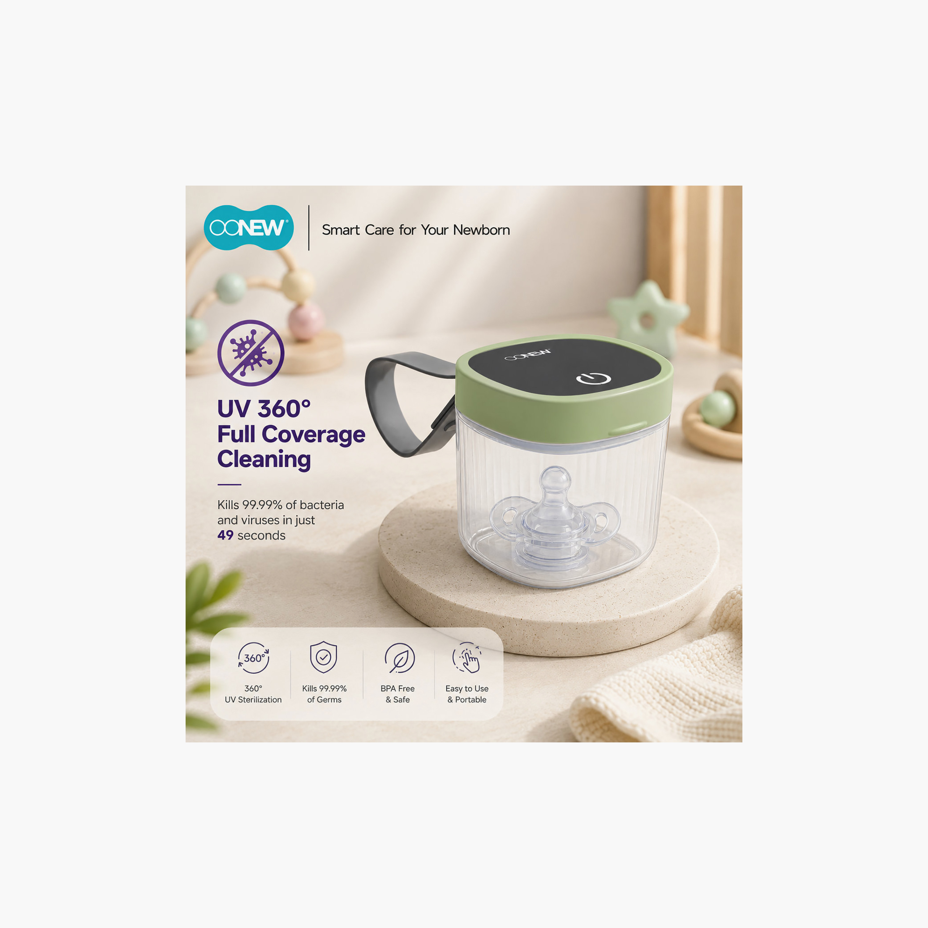 Oonew USB Rechargeable Portable Pacifier Sanitizer-baby-feeding-sterilizersandwarmers-image-6