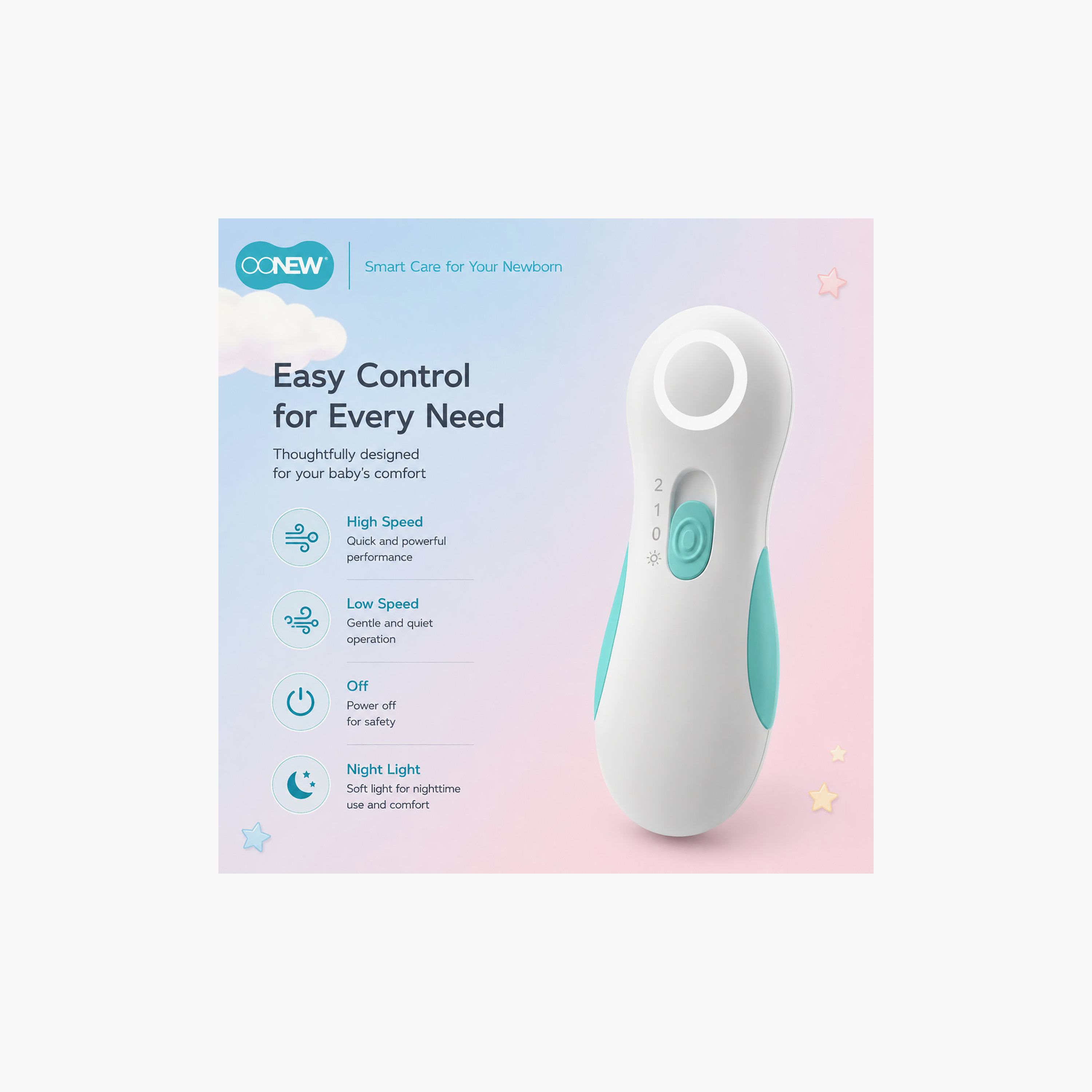 Oonew Silent Electric Nail Trimmer with Adjustable Speed & Replacement Heads-beautyandpersonalcare-babycare-babygrooming-image-3