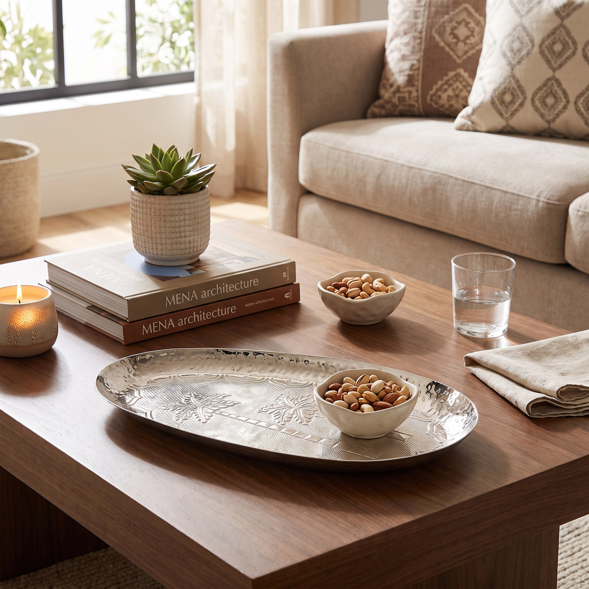 Oval Embossed Decorative Tray - 16x10 cm-household-decor-boxesandtrays-image-4