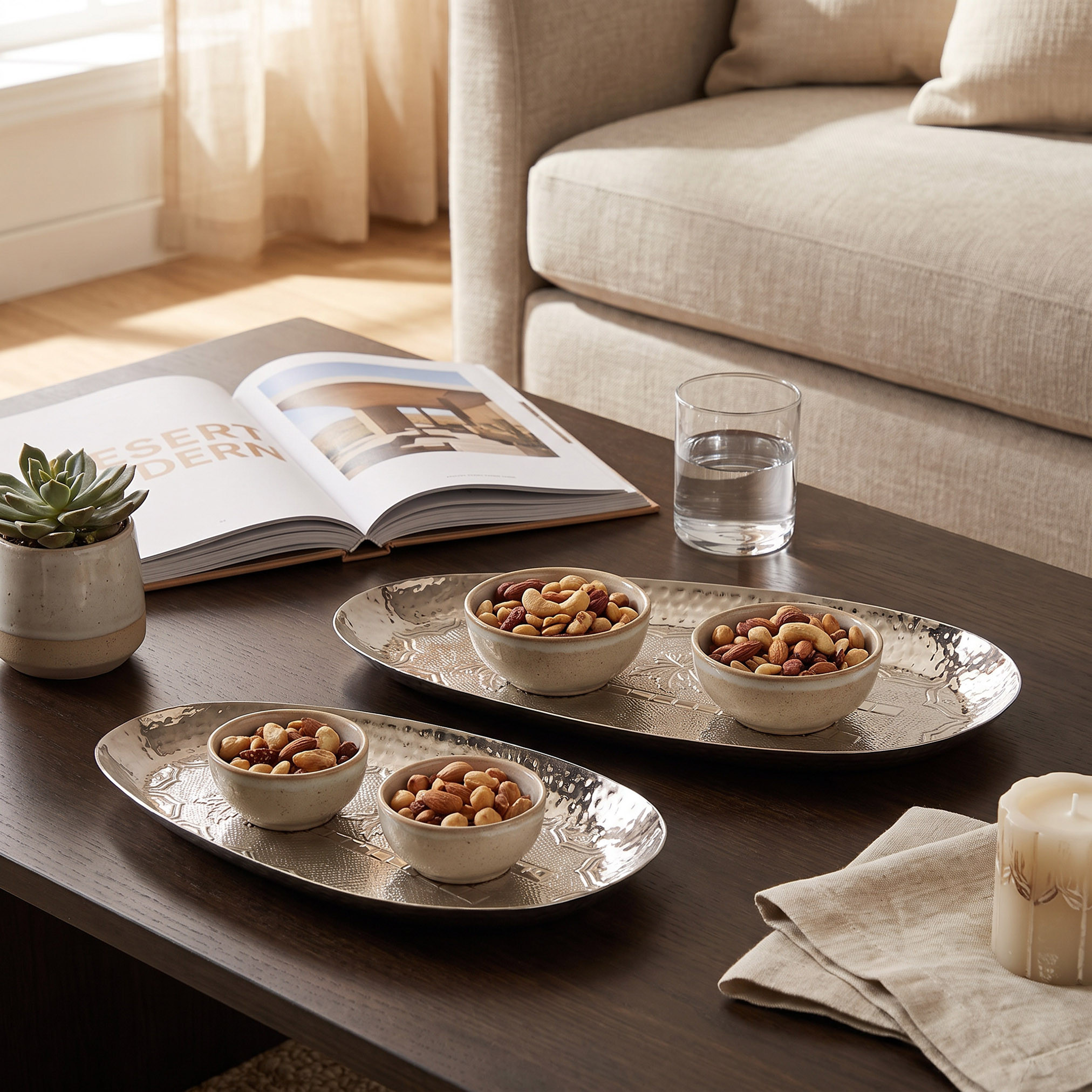 صينية ديكور بيضاوية منقوشة - 19x11 سم-household-decor-boxesandtrays-image-5
