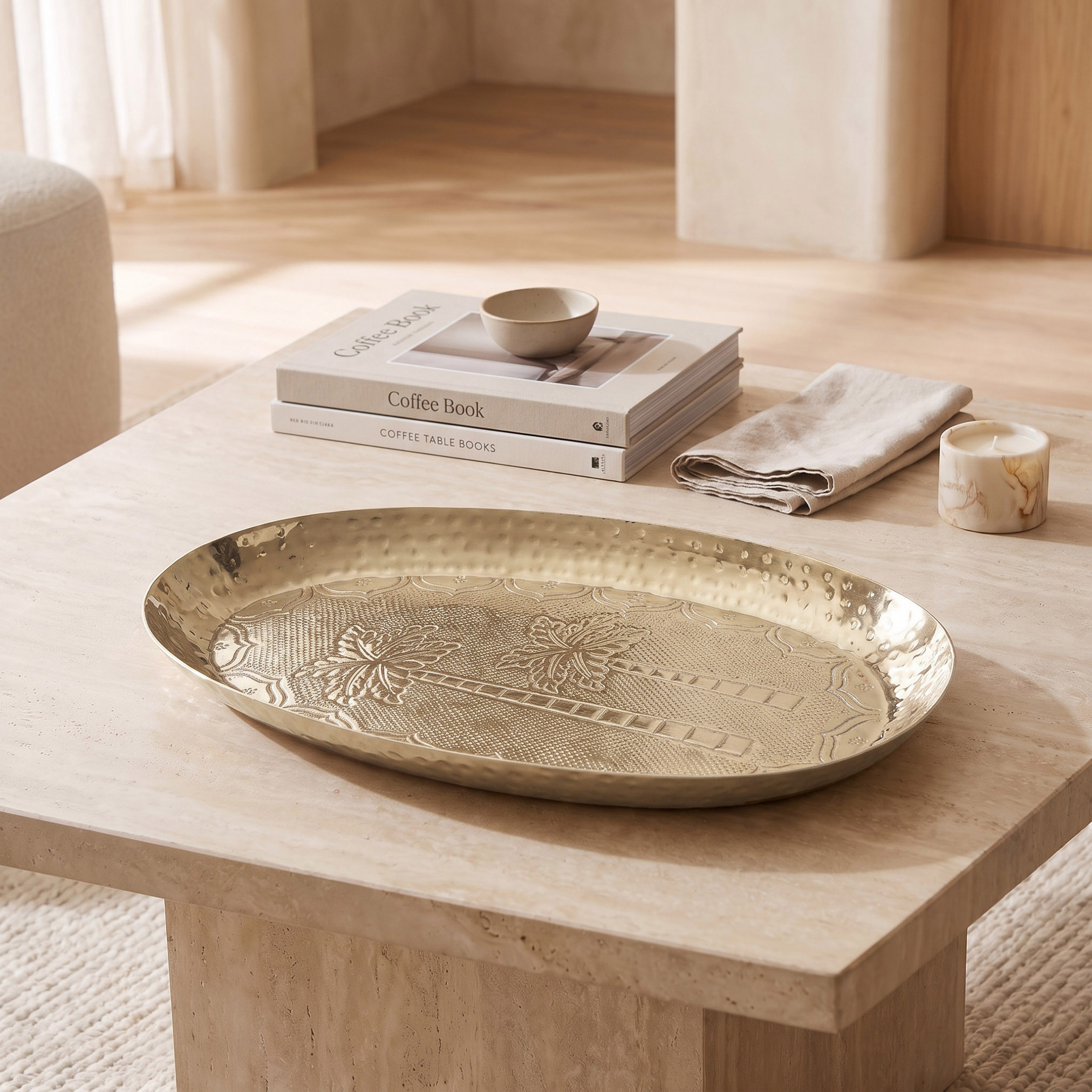 صينية معدن منقوشة للديكور - 10 سم-household-decor-boxesandtrays-image-1