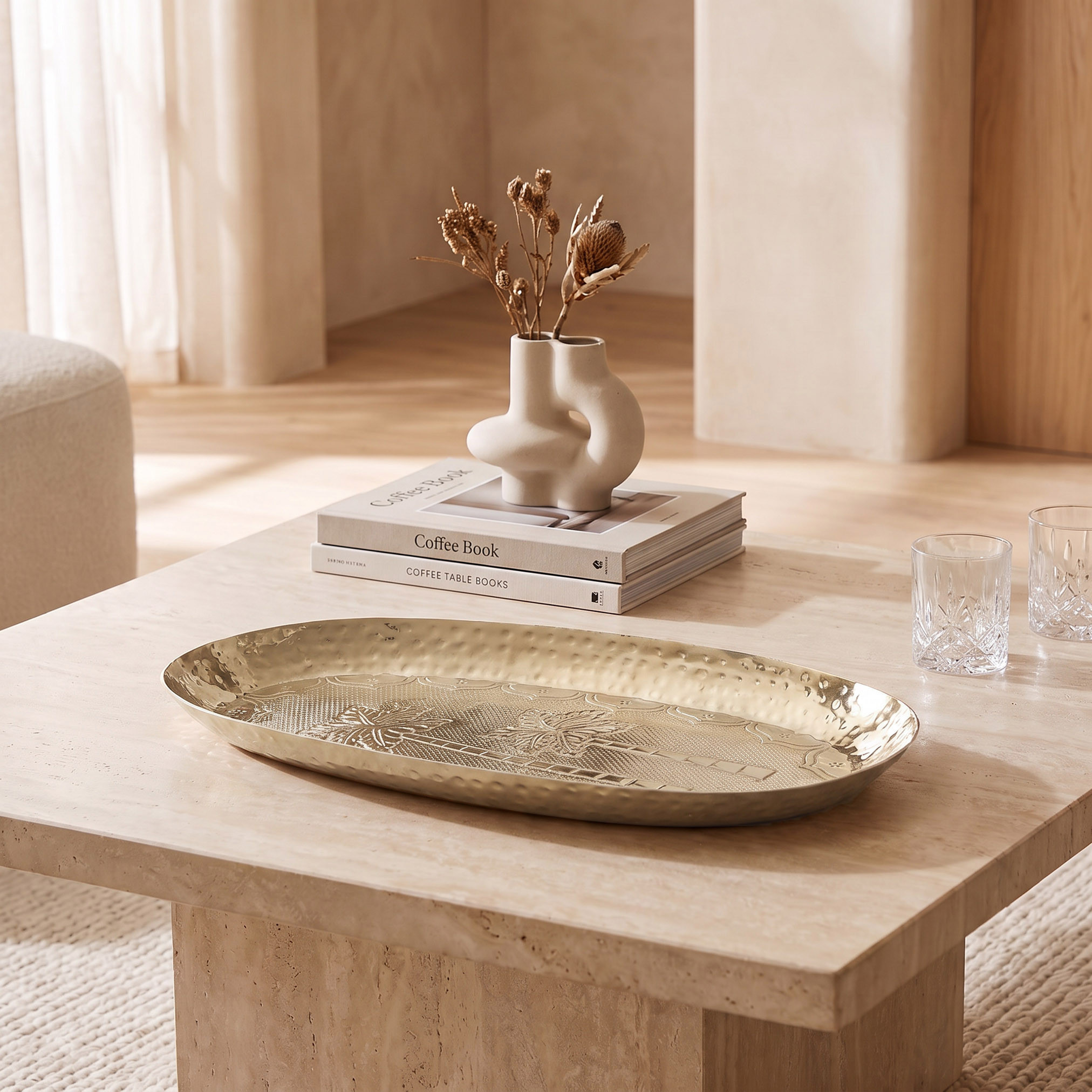 صينية معدن منقوشة للديكور - 10 سم-household-decor-boxesandtrays-image-2