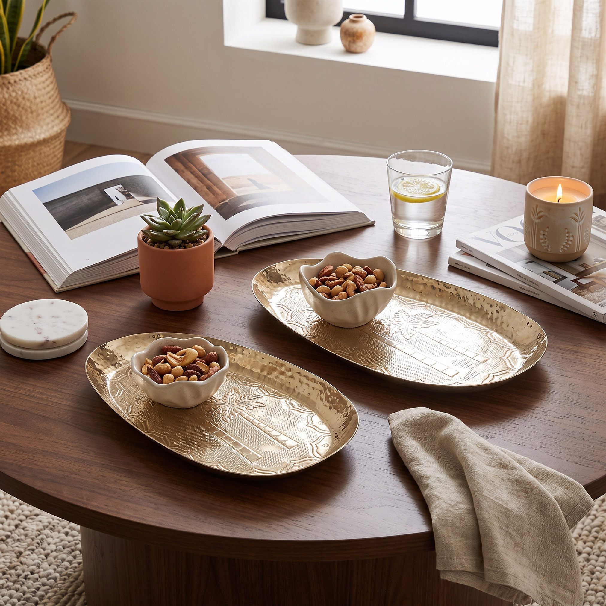 صينية معدن منقوشة للديكور - 10 سم-household-decor-boxesandtrays-image-5