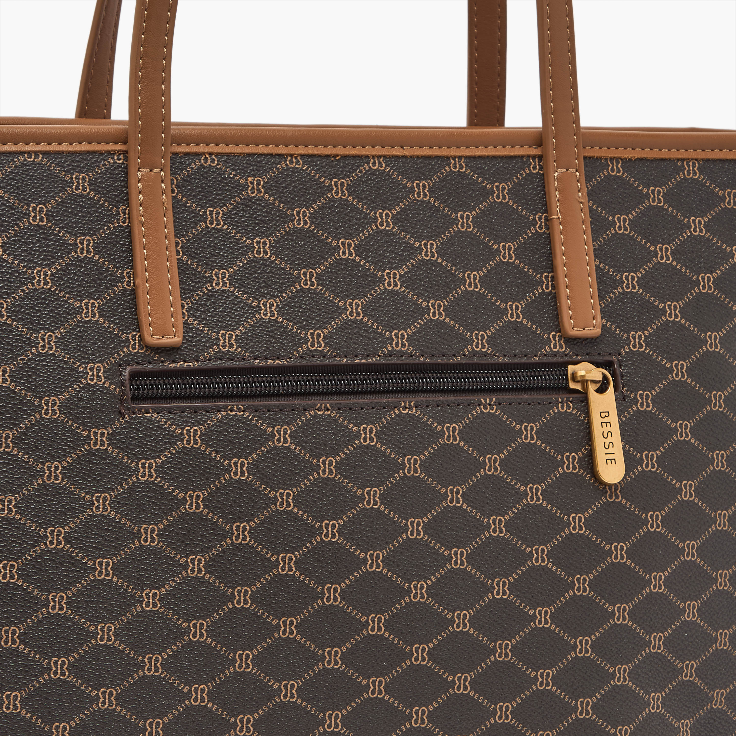 Bessie London Monogram Print Tote Bag with Detachable Strap-women-bagsandwallets-handbags-image-5