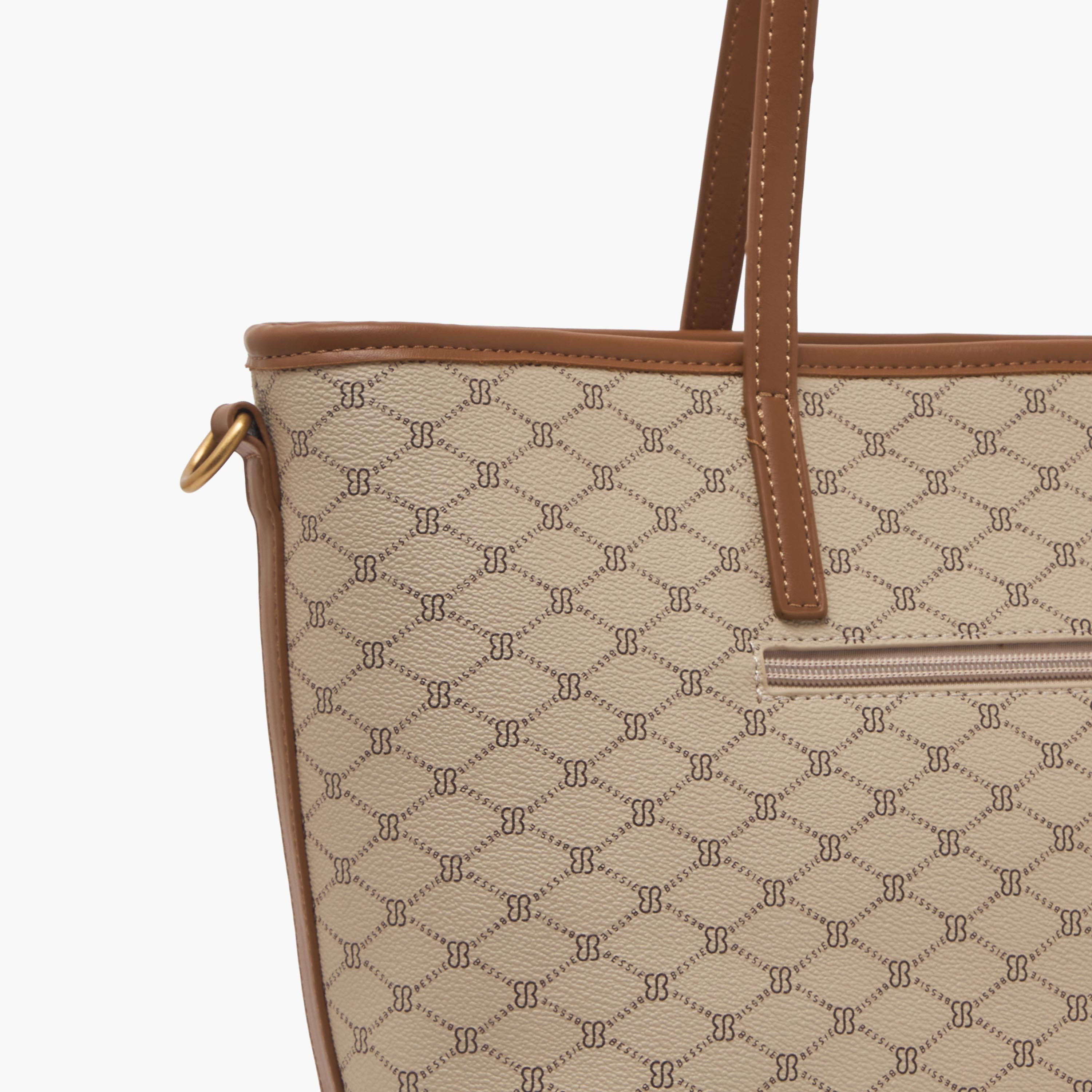 Bessie London Monogram Print Tote Bag with Detachable Strap-women-bagsandwallets-handbags-image-6