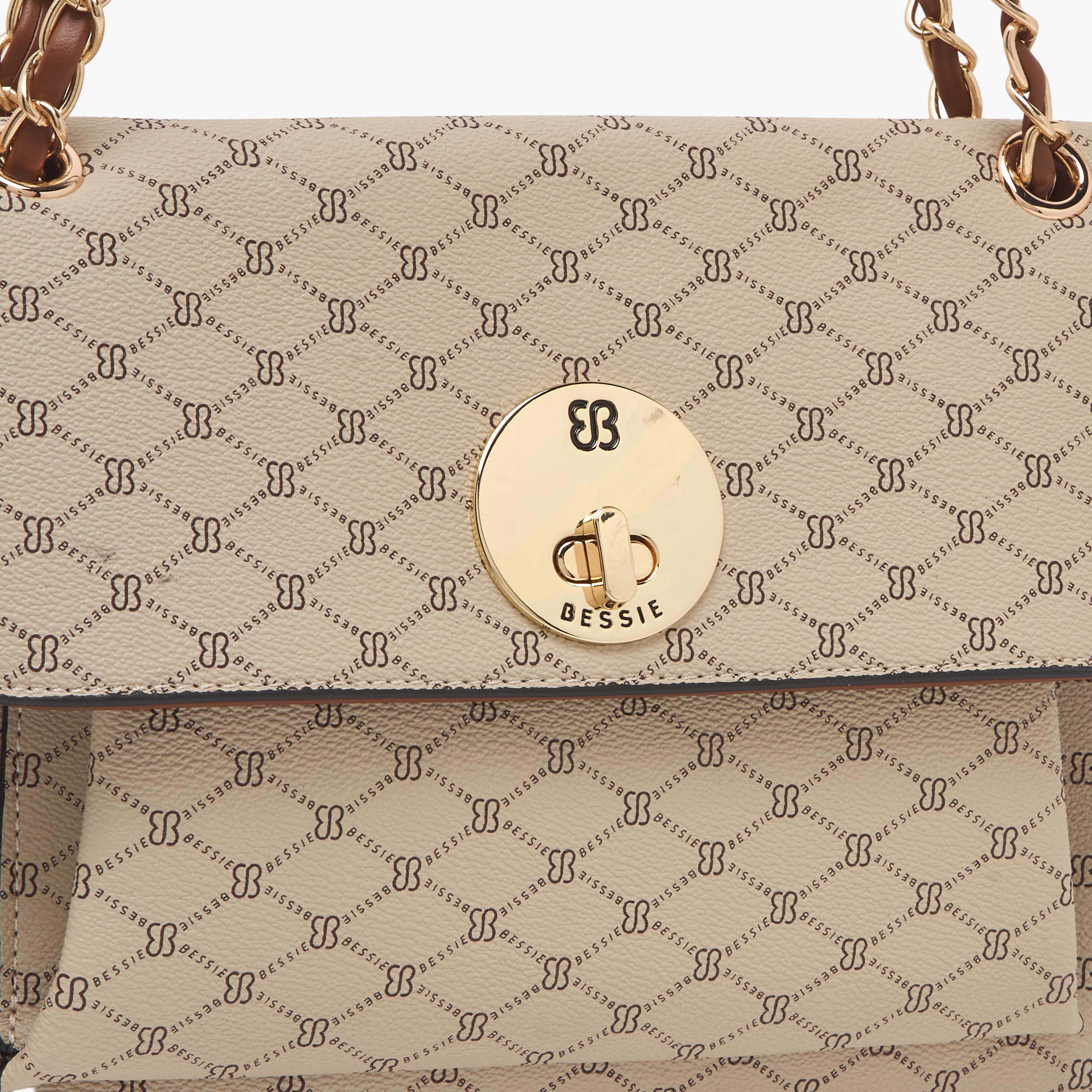 Bessie London Monogram Print Shoulder Bag with Chain Strap-women-bagsandwallets-handbags-image-4
