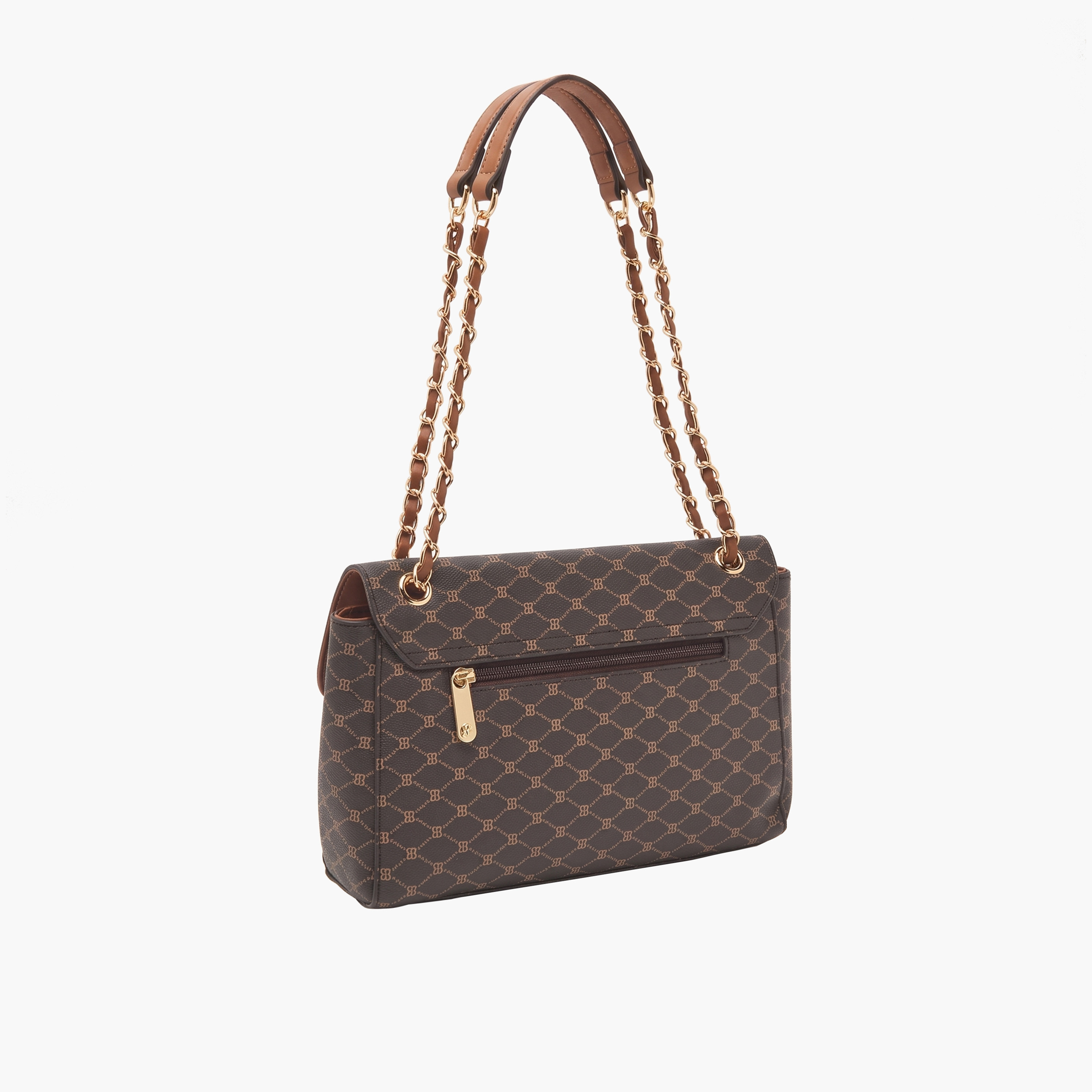 Bessie London Monogram Print Shoulder Bag with Chain Strap-women-bagsandwallets-handbags-image-4