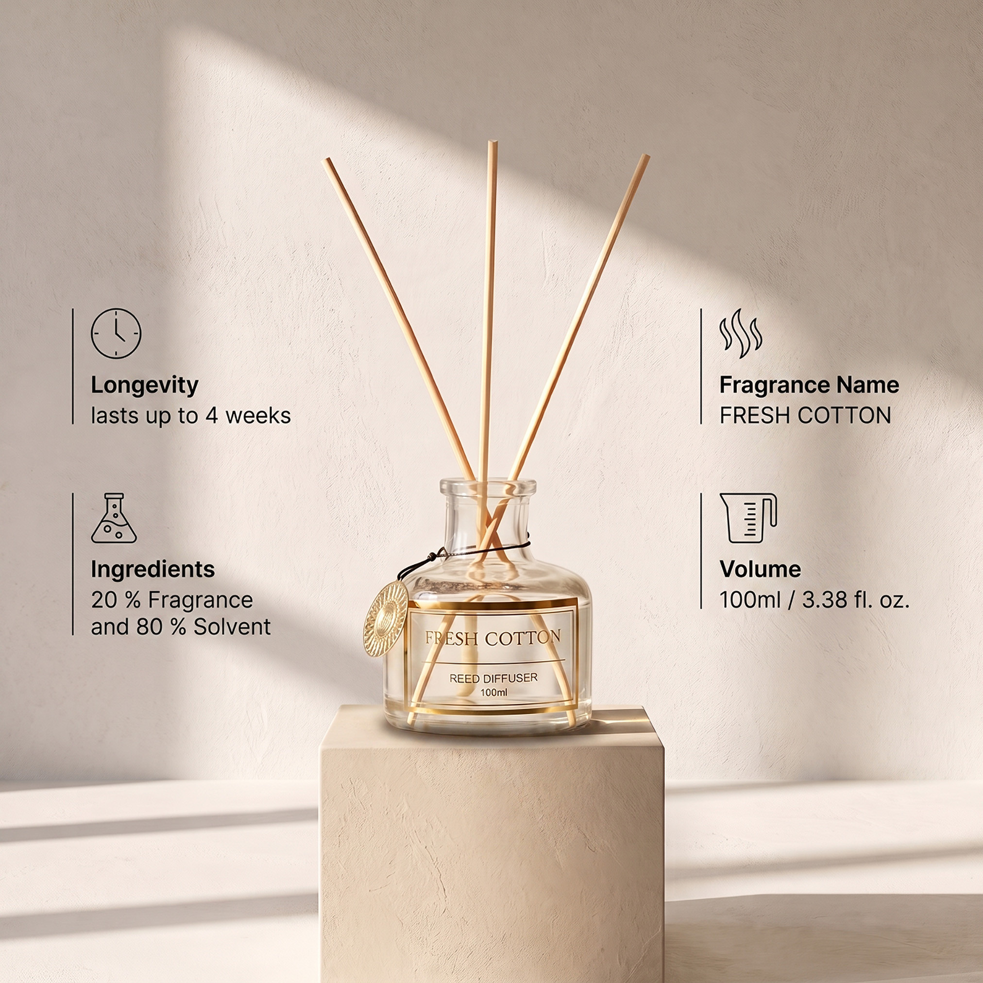 Grandeur Fresh Cotton Reed Diffuser - 100 ml-household-homefragrance-reeddiffusers-image-7