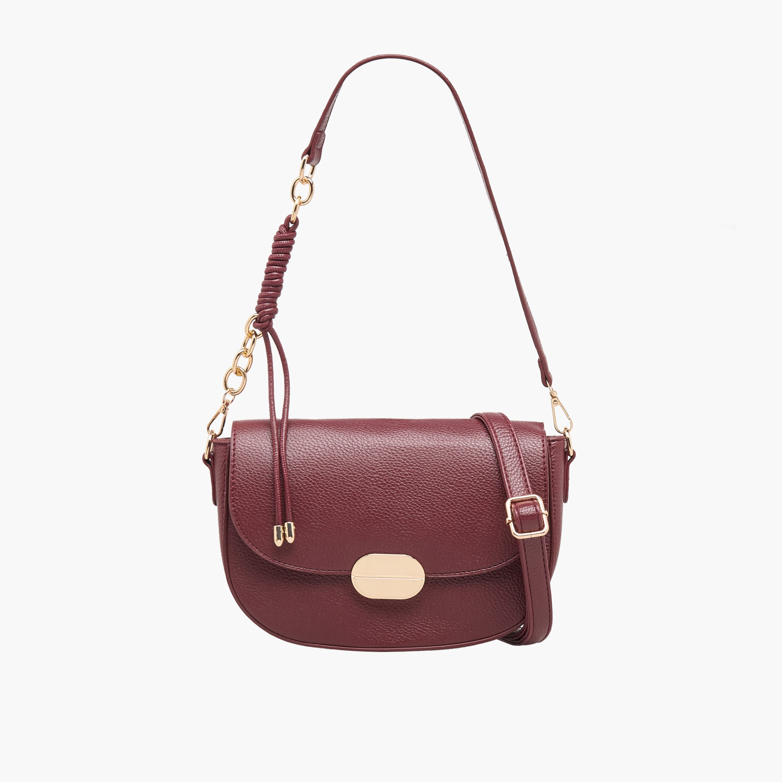 Adore Textured Crossbody Bag with Button Closure-women-bagsandwallets-handbags-image-1