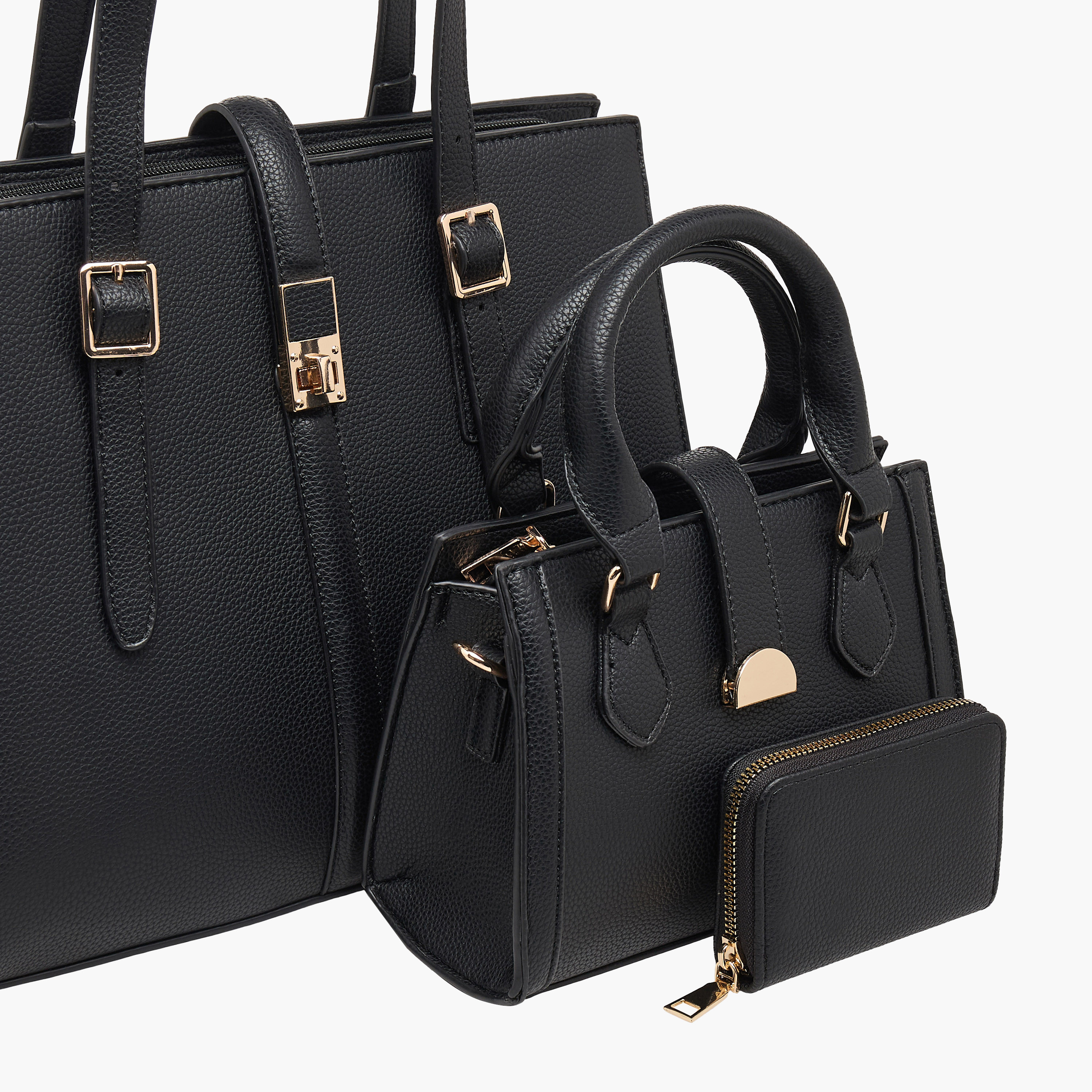 Sasha Textured Tote Bag with Wallet-women-bagsandwallets-handbags-image-7