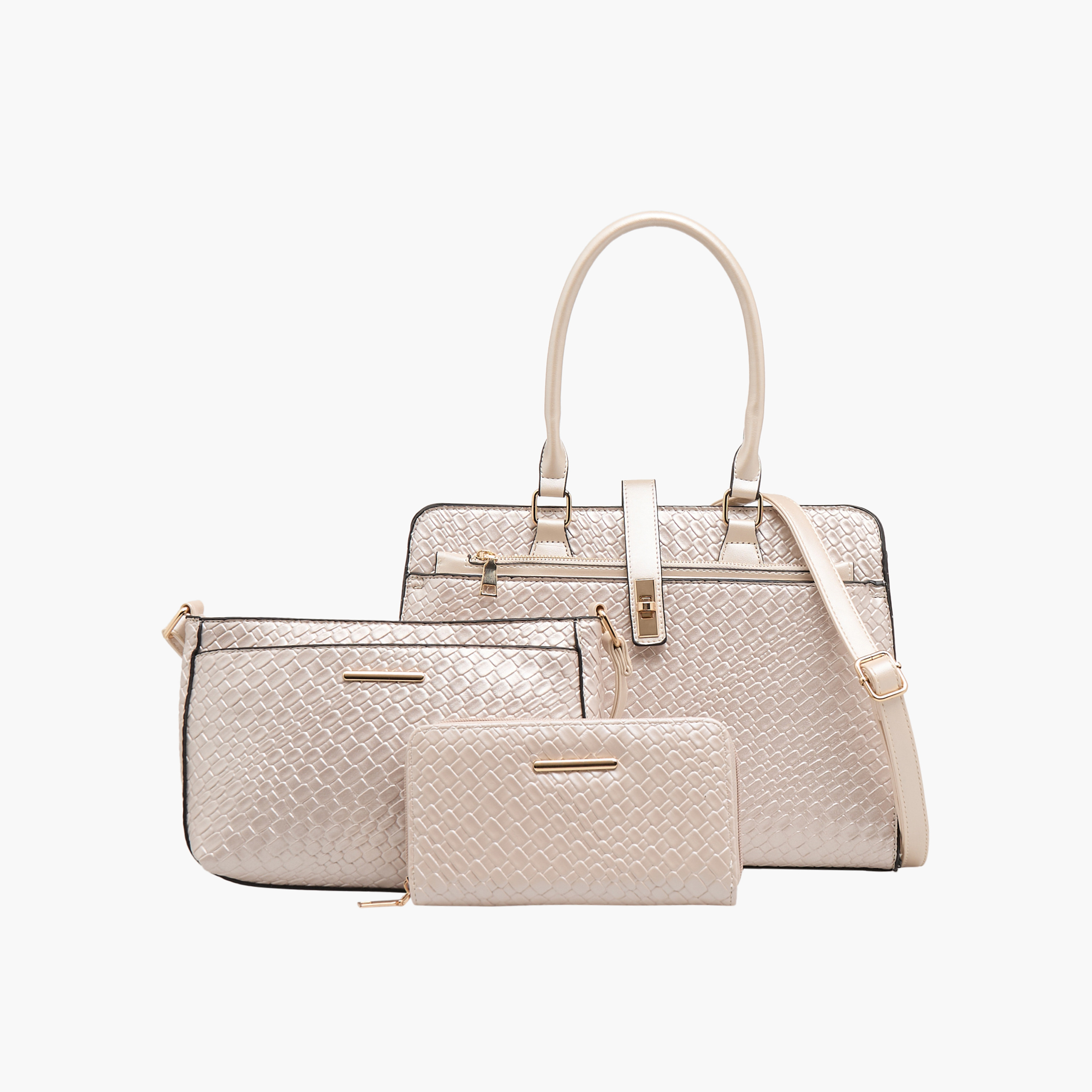 شنطة توت بارزة الملمس مع شنطة كروس بودي ومحفظة من ساشا-women-bagsandwallets-handbags-image-1