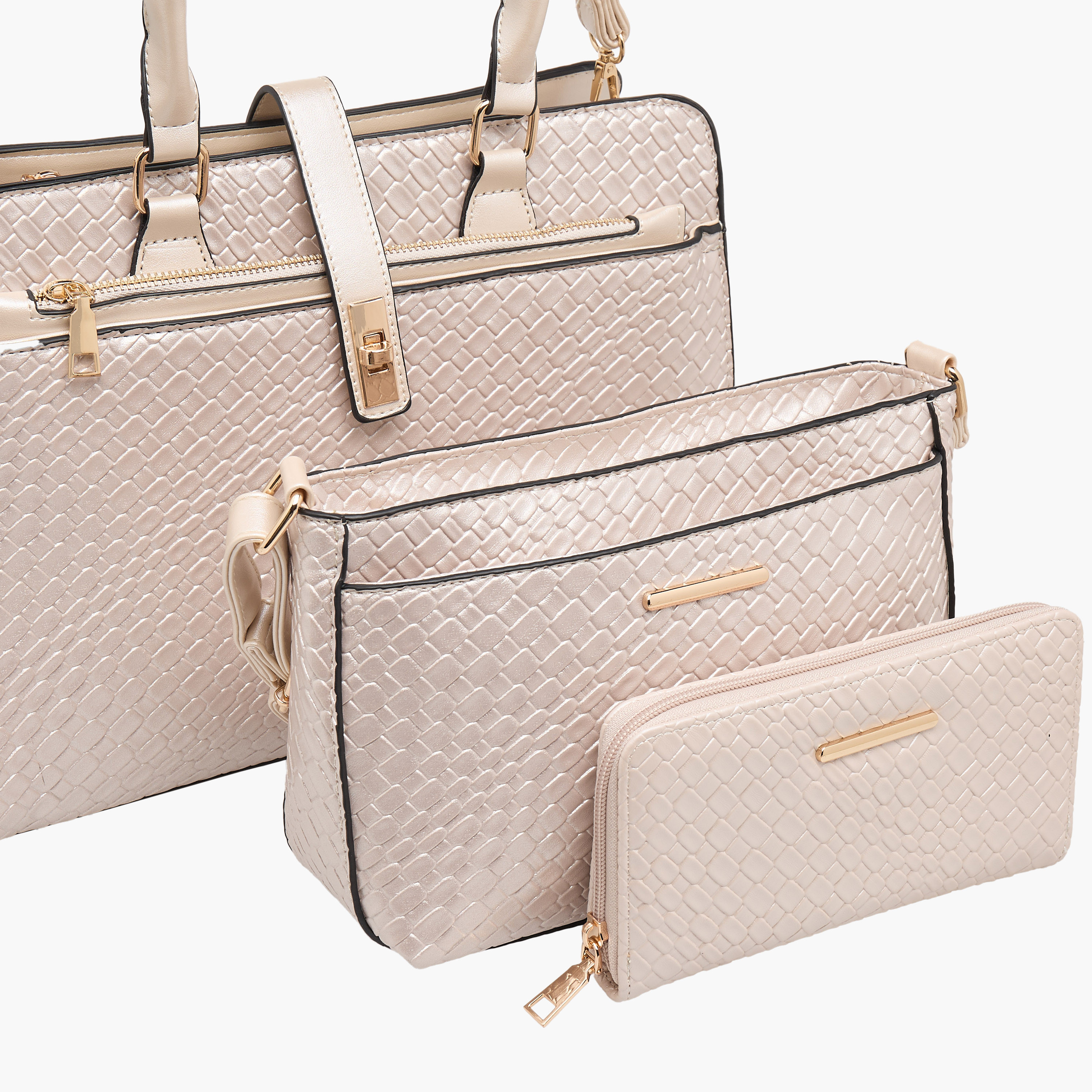 شنطة توت بارزة الملمس مع شنطة كروس بودي ومحفظة من ساشا-women-bagsandwallets-handbags-image-6