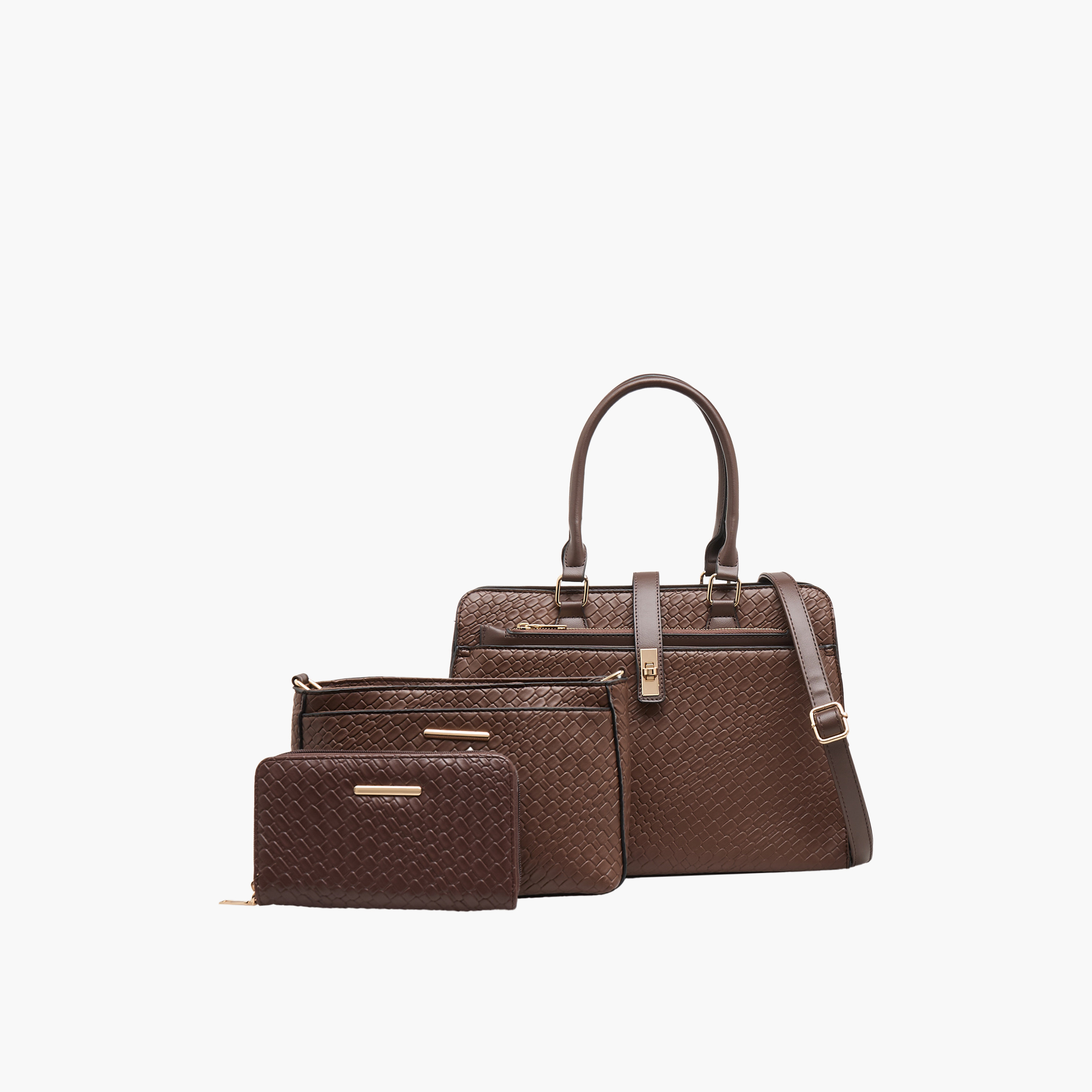 Sasha Textured Tote Bag with Crossbody Bag and Wallet-women-bagsandwallets-handbags-image-1
