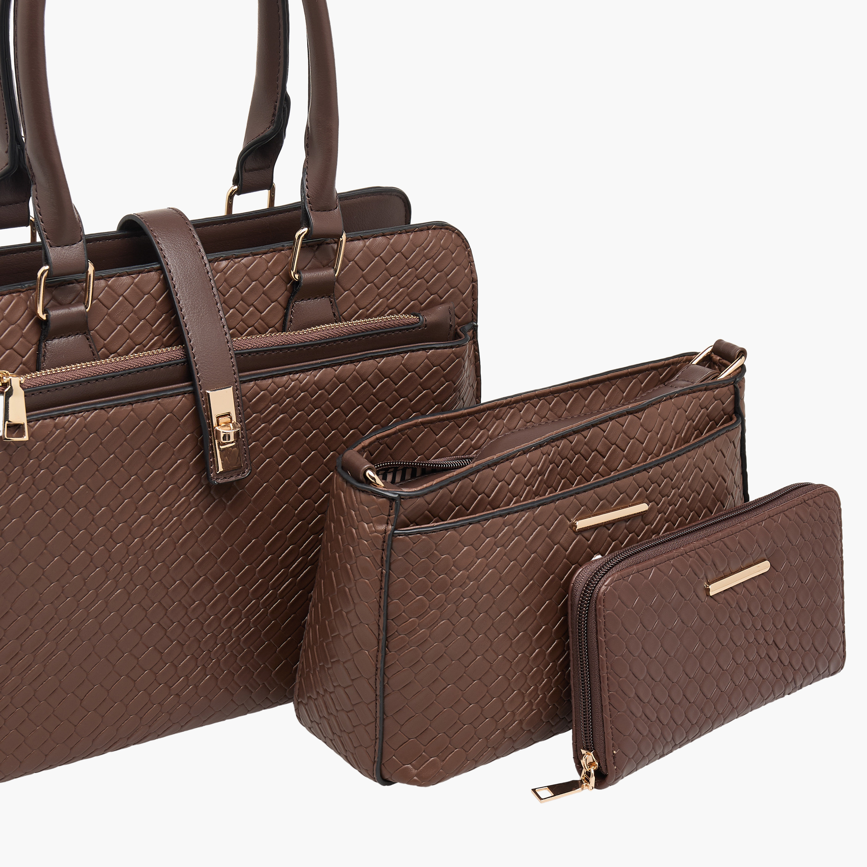 Sasha Textured Tote Bag with Crossbody Bag and Wallet-women-bagsandwallets-handbags-image-7