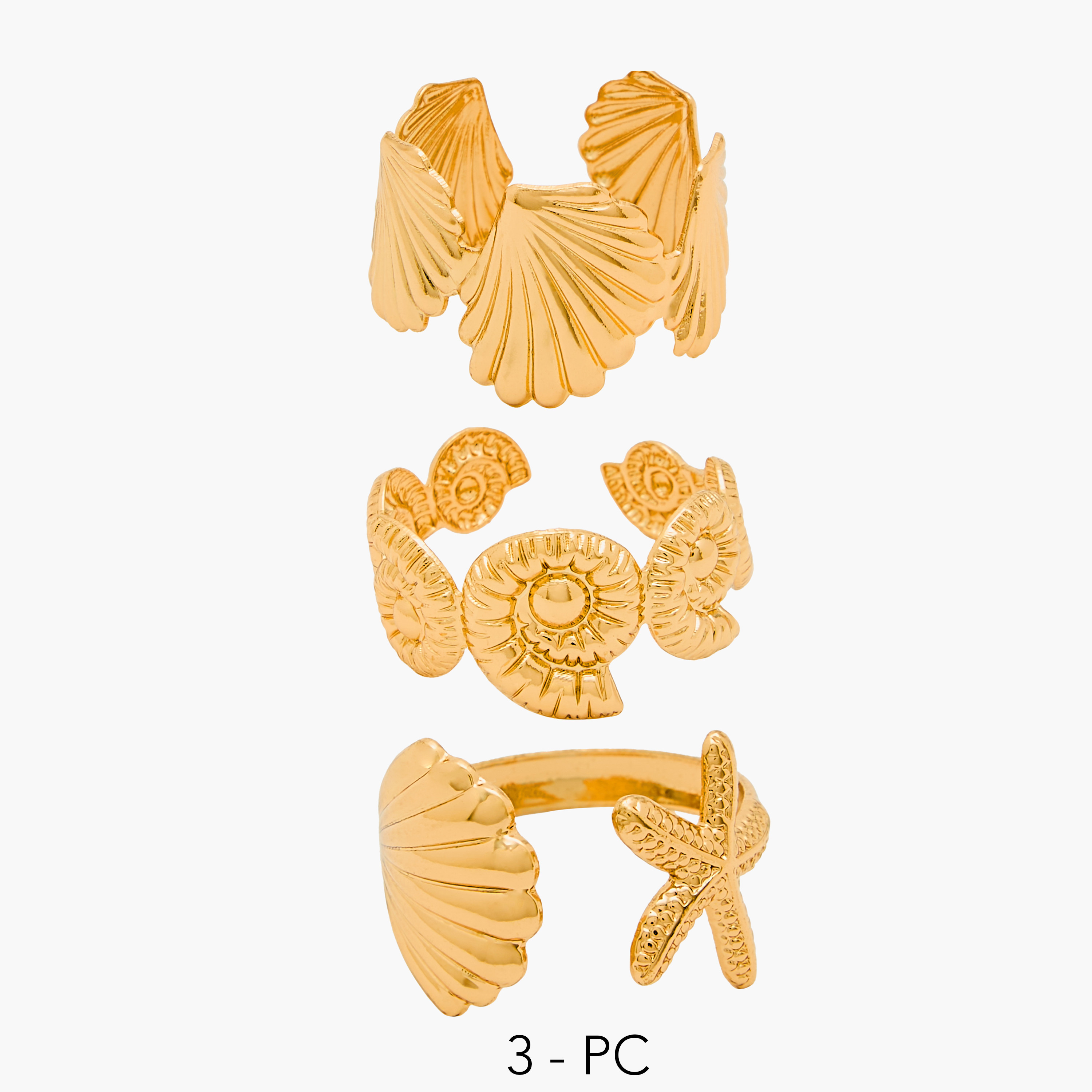 Set of 3 - Assorted Gold Tone Ring-women-watchesandjewellery-jewellery-rings-image-1