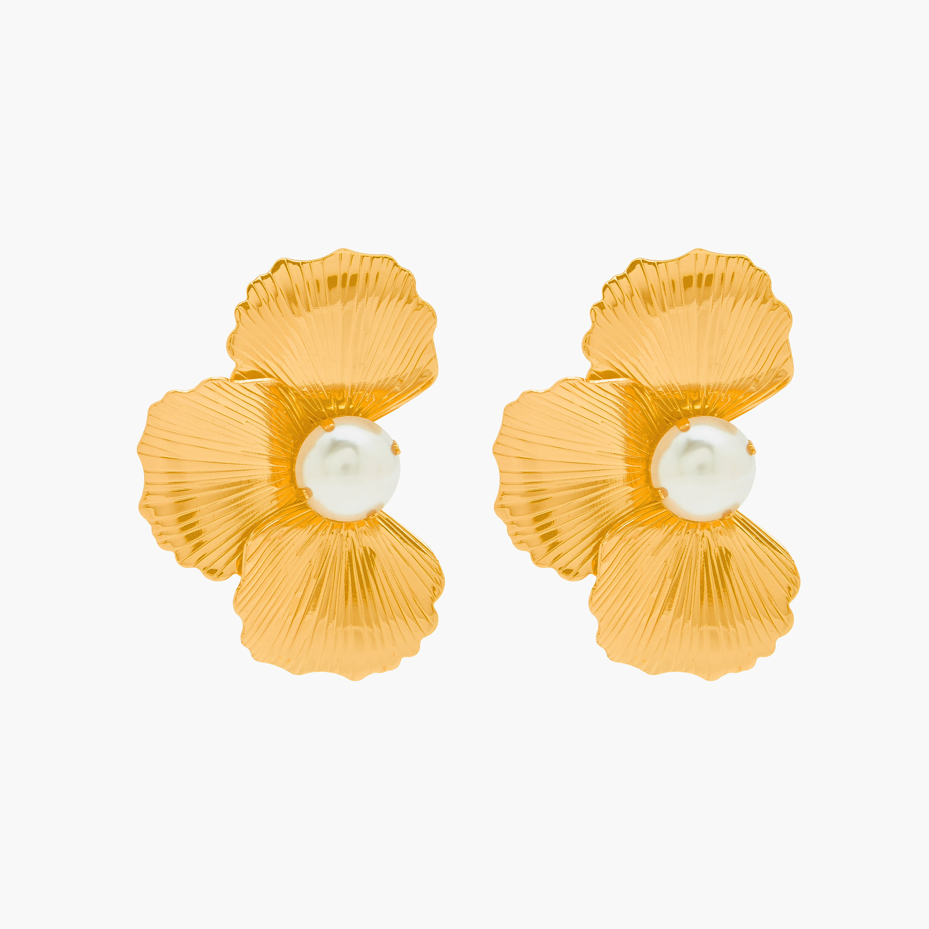 Gold Tone Embellished Floral Earrings with Pushback Closure-women-watchesandjewellery-jewellery-earrings-image-1