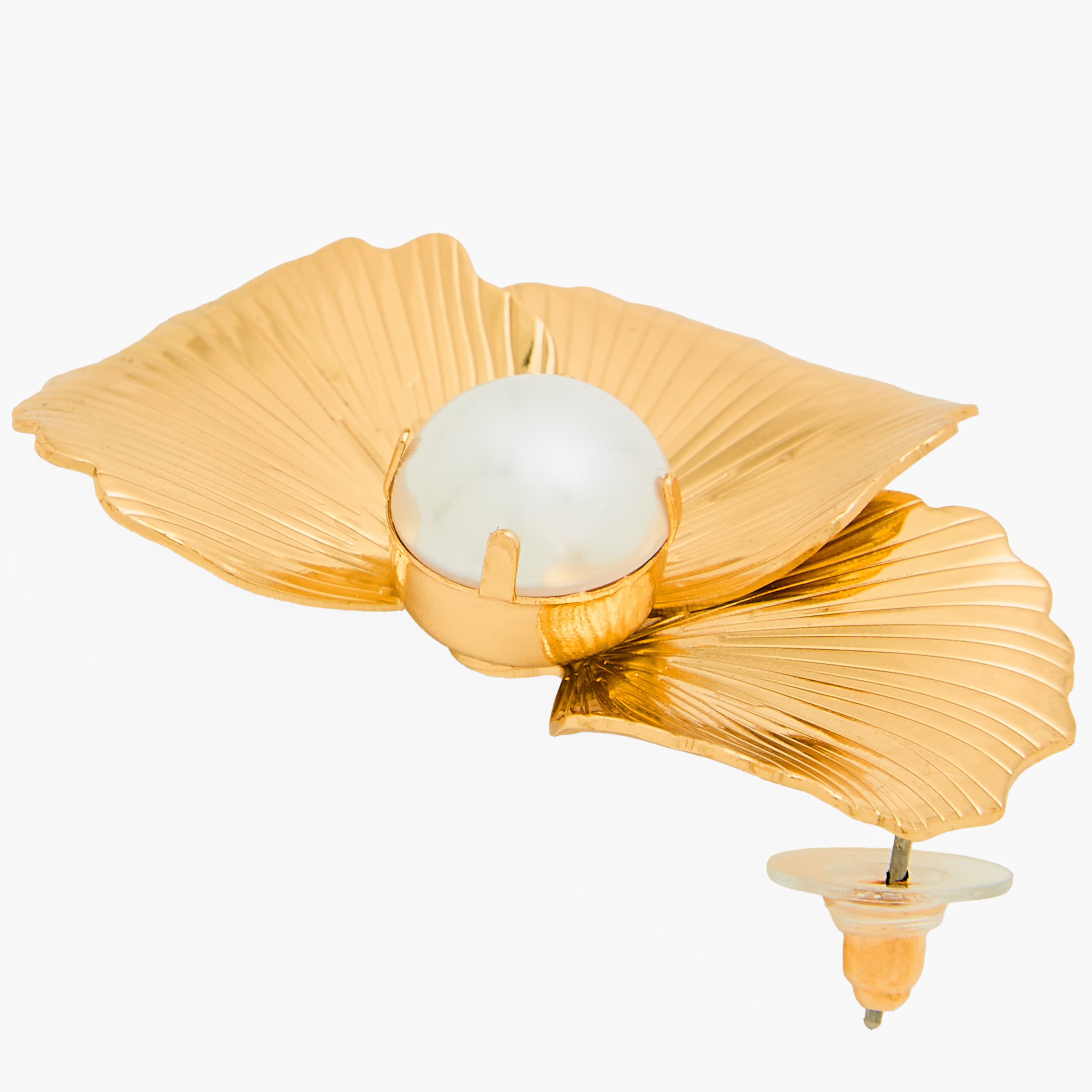 Gold Tone Embellished Floral Earrings with Pushback Closure-women-watchesandjewellery-jewellery-earrings-image-4