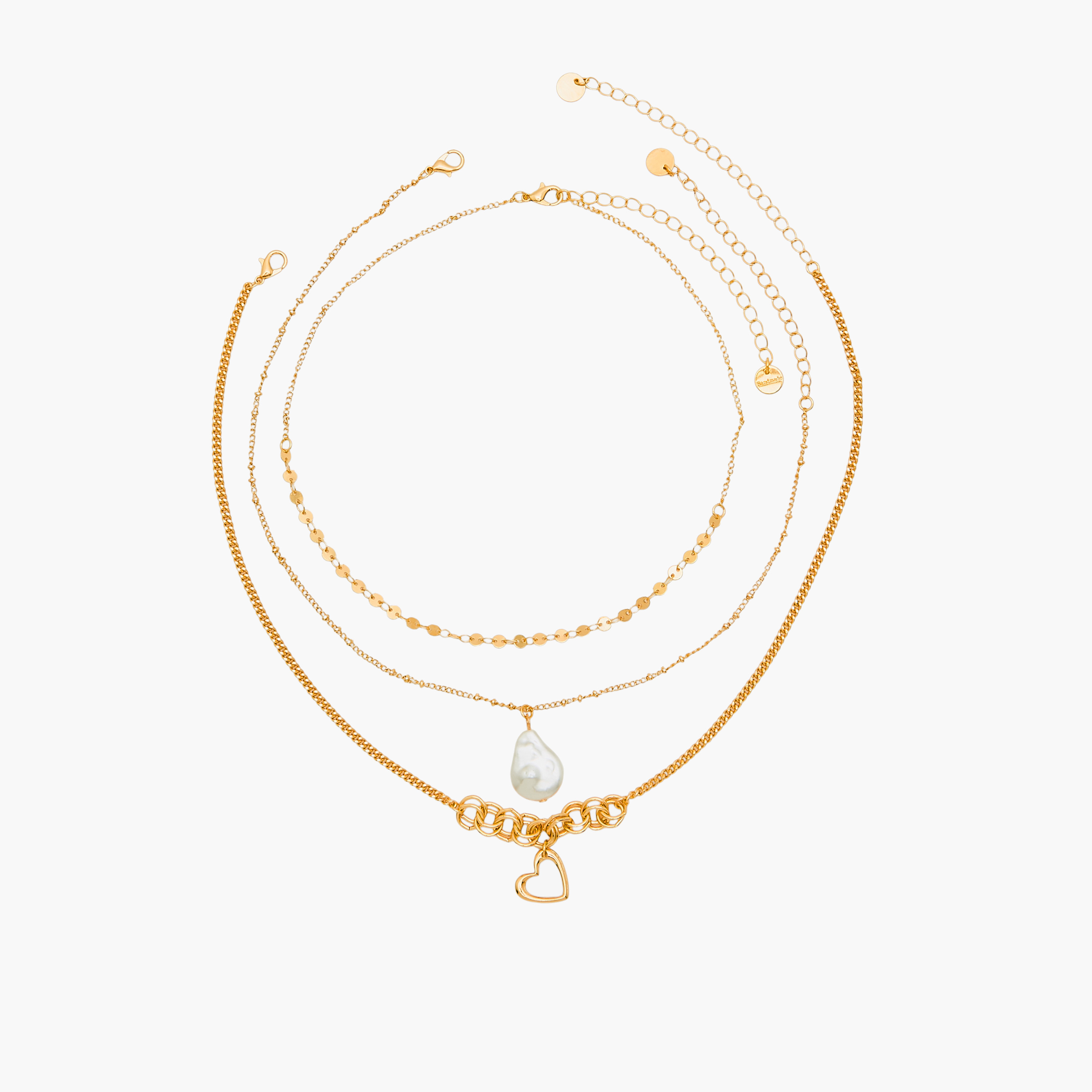 عقد باللون الذهبي ومشبك إغلاق - طقم من 3 قطع-women-watchesandjewellery-jewellery-necklacesandpendants-image-1