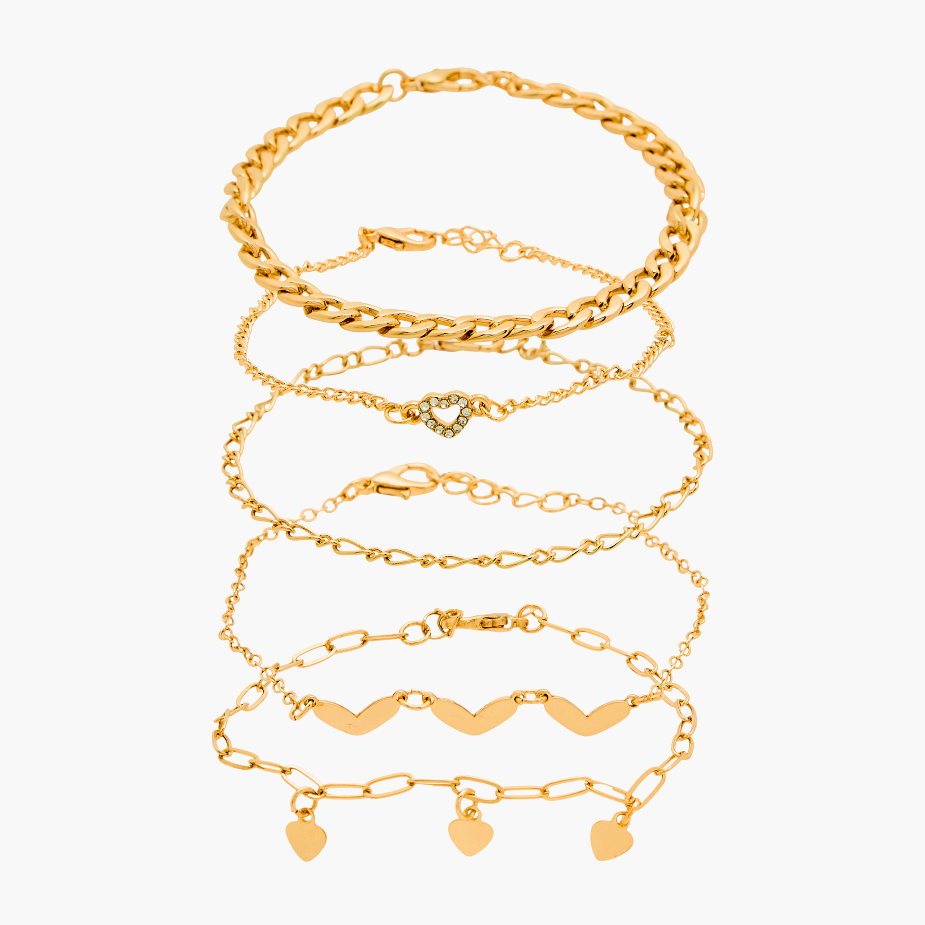 Pack of 6 - Gold Plated Chain Bracelet-women-watchesandjewellery-jewellery-banglesandbracelets-image-1