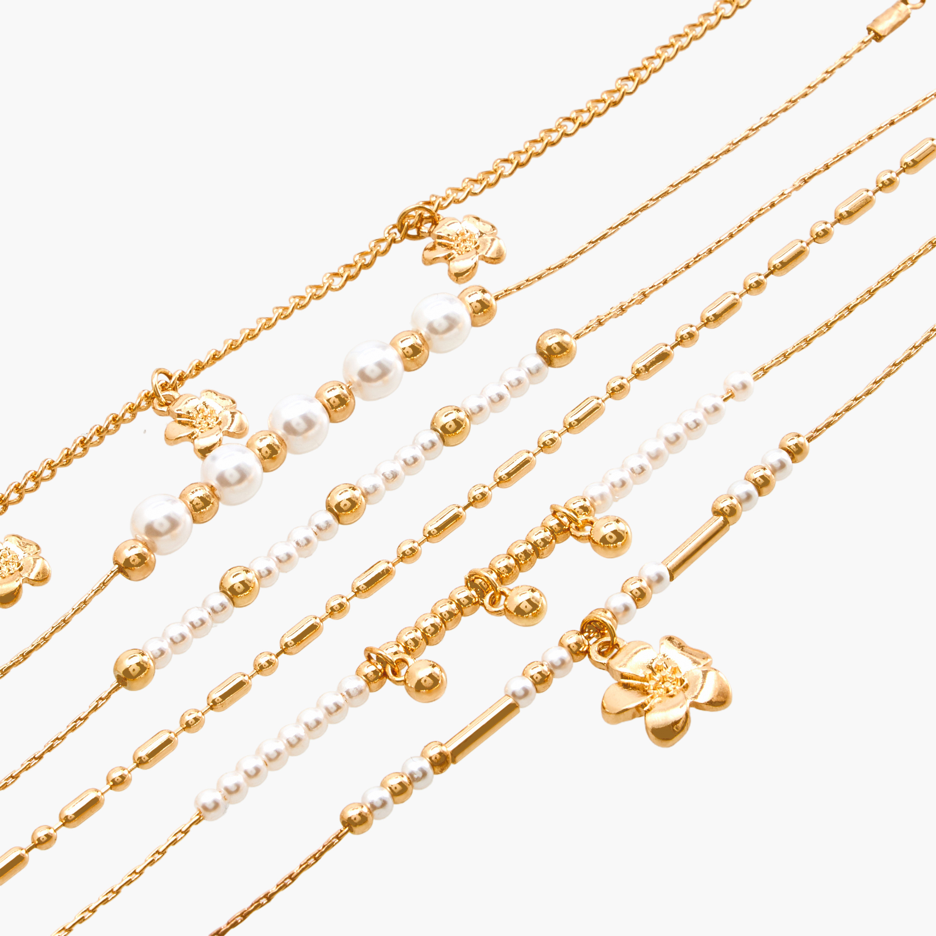 Pack of 6 - Gold Plated Embellished Chain Bracelet-women-watchesandjewellery-jewellery-banglesandbracelets-image-15