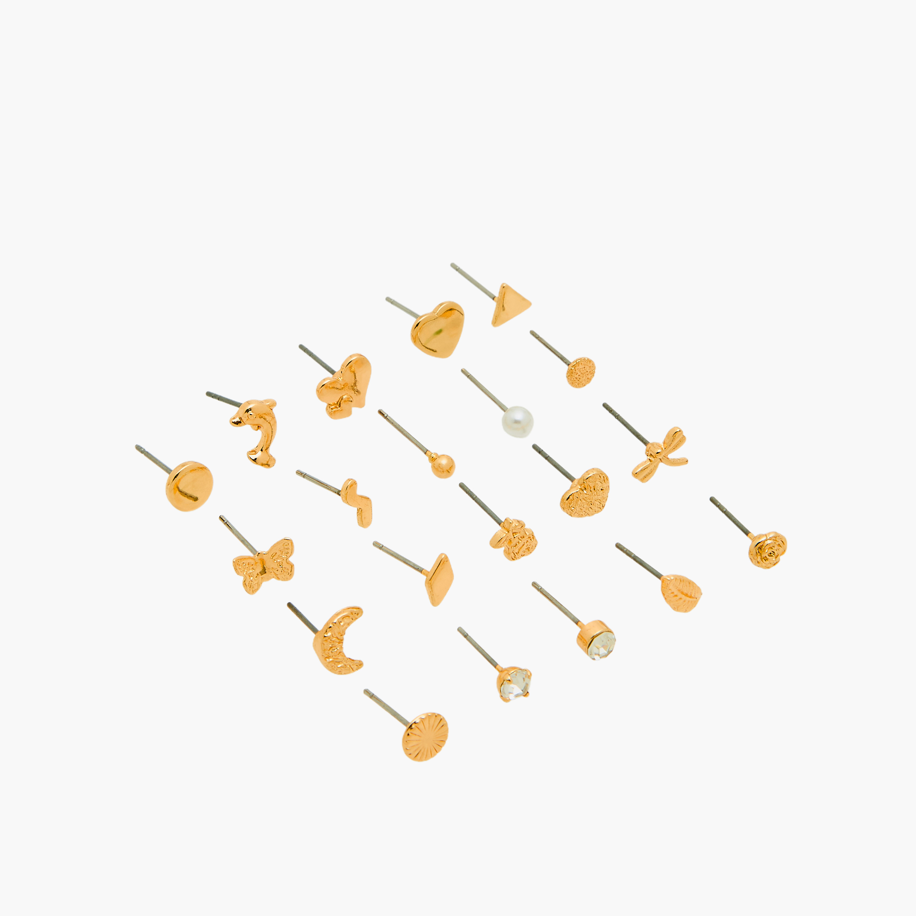 Pack of 20 Gold Tone Assorted Studs with Pushback Closure-women-watchesandjewellery-jewellery-earrings-image-2