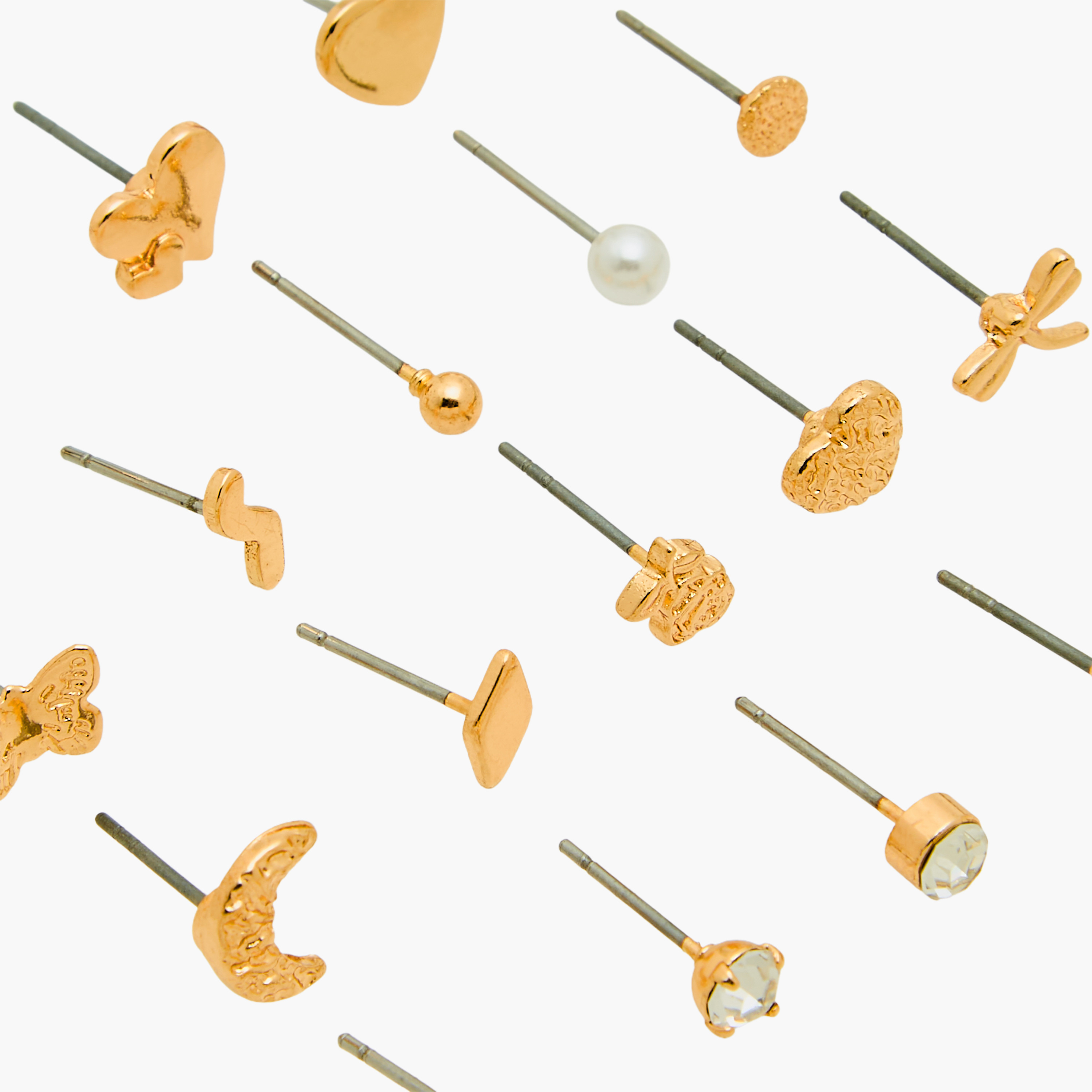 Pack of 20 Gold Tone Assorted Studs with Pushback Closure-women-watchesandjewellery-jewellery-earrings-image-3