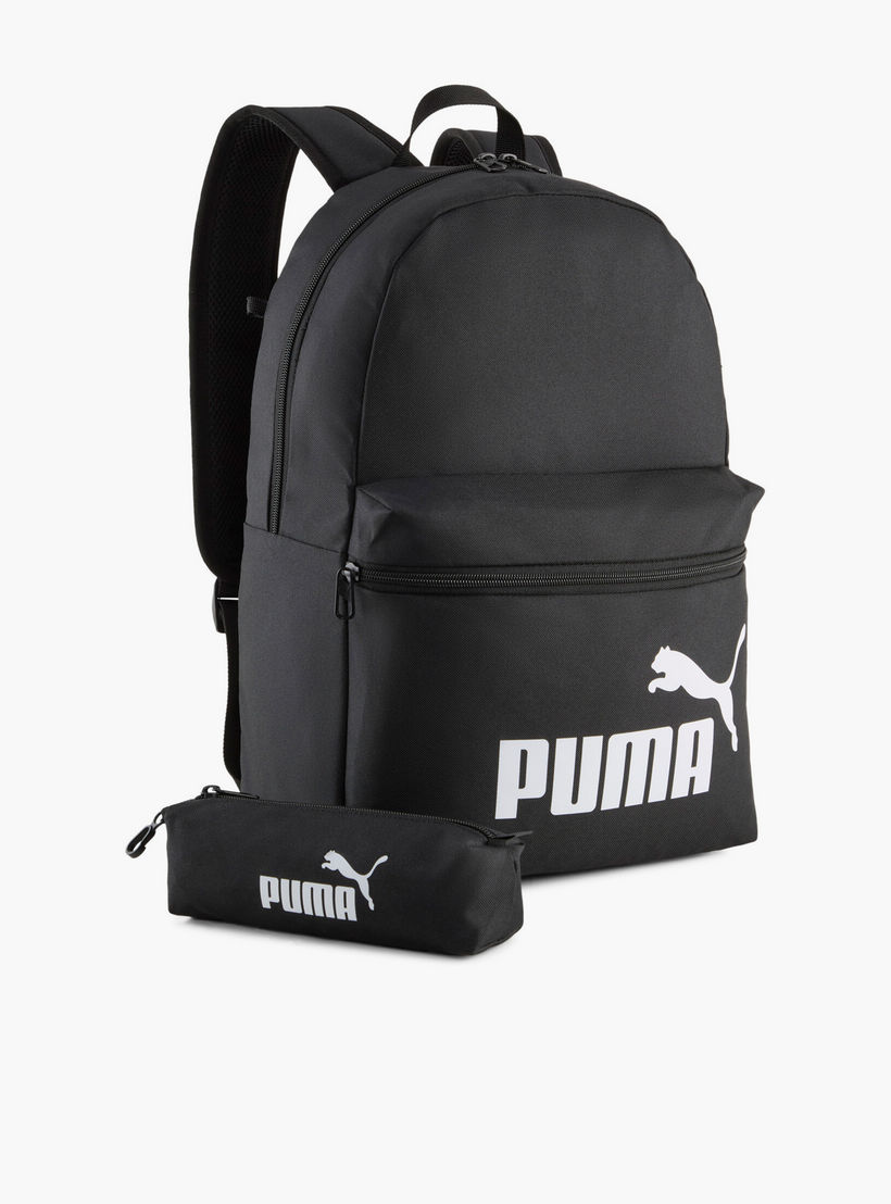 Puma Logo Print Backpack for Kids 8-13 Years with Pencil Pouch-school-bagsandbackpacks-backpacks-image-1
