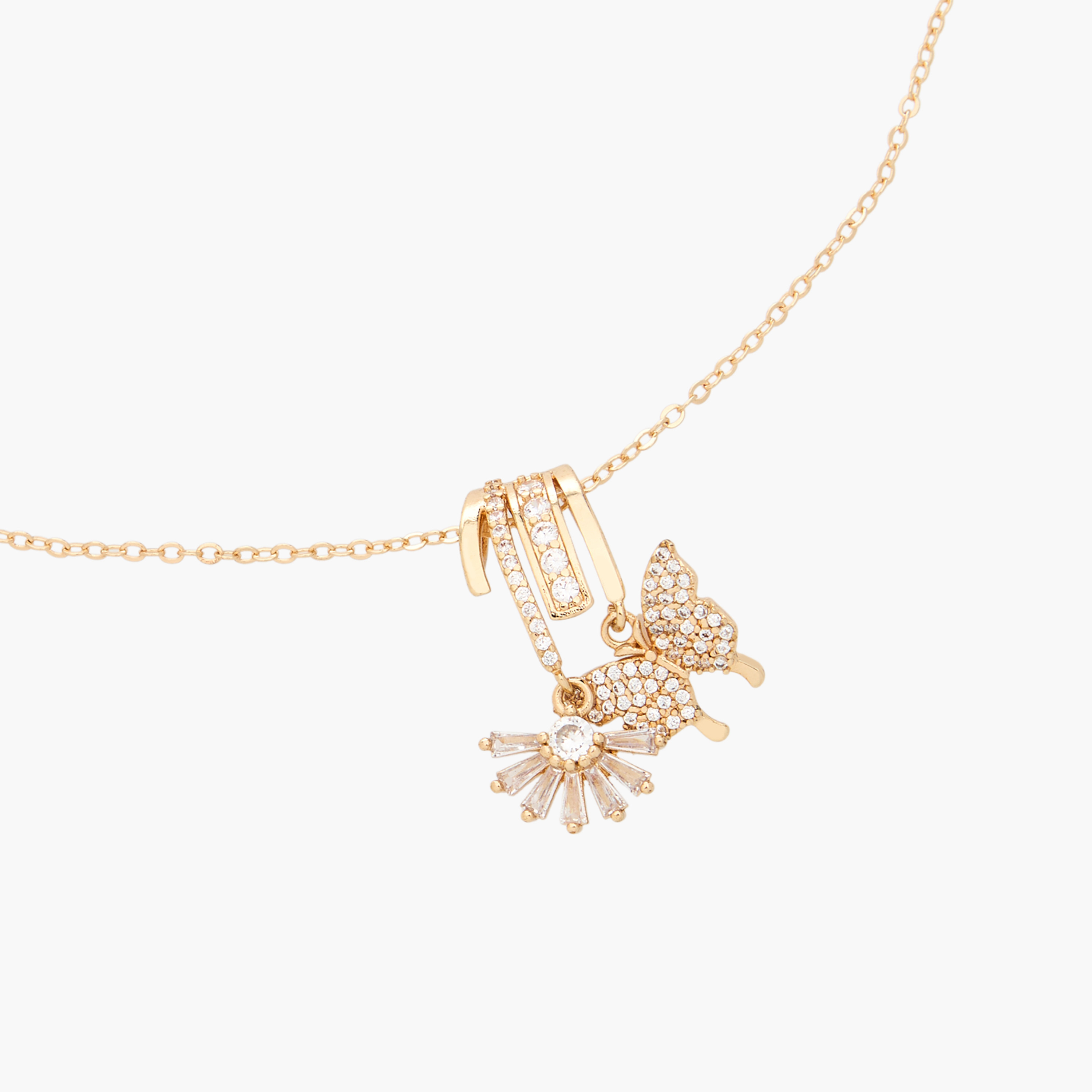 عقد ذهبي اللون بدلاية وتزيينات مكعبات زيركون-women-watchesandjewellery-jewellery-necklacesandpendants-image-2
