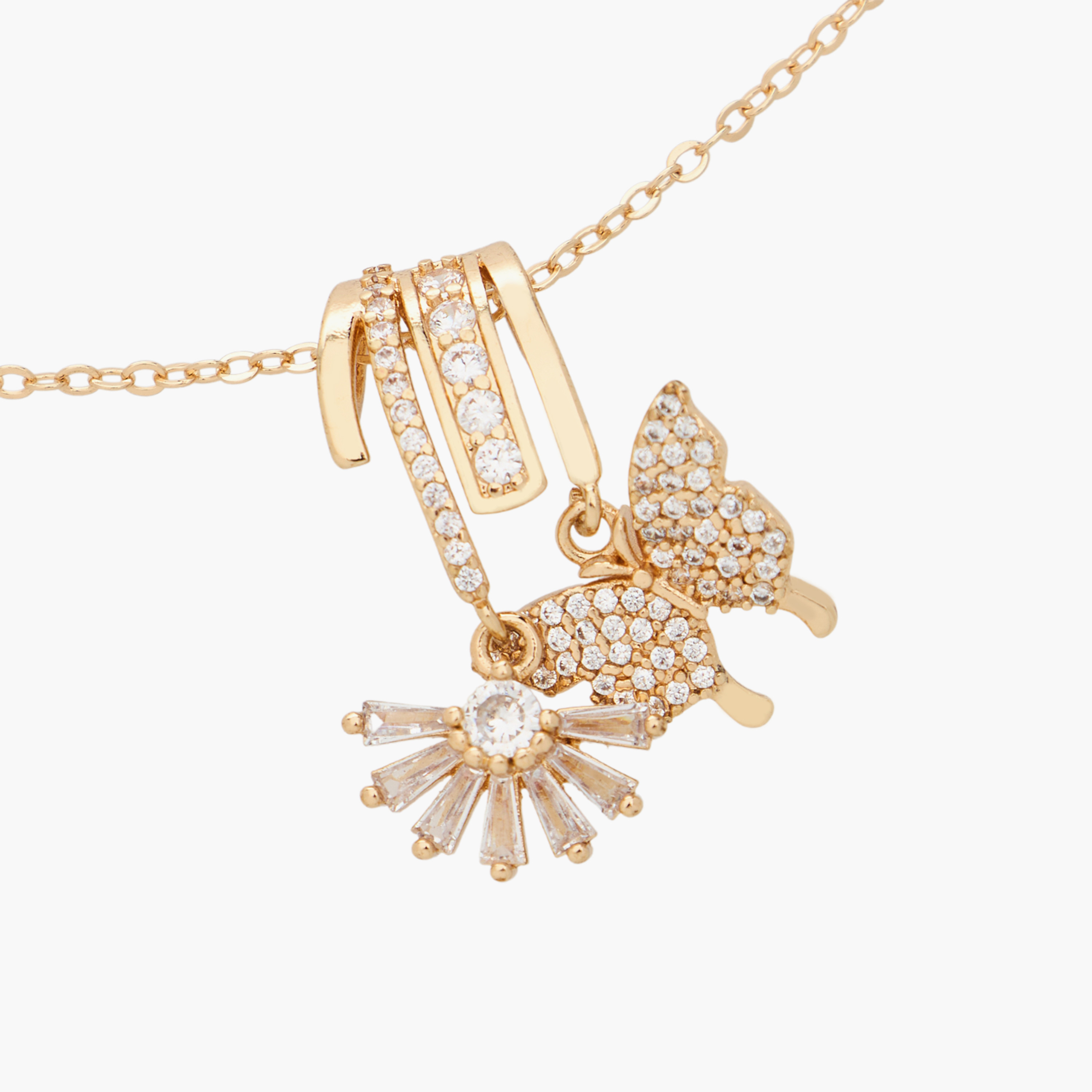عقد ذهبي اللون بدلاية وتزيينات مكعبات زيركون-women-watchesandjewellery-jewellery-necklacesandpendants-image-3