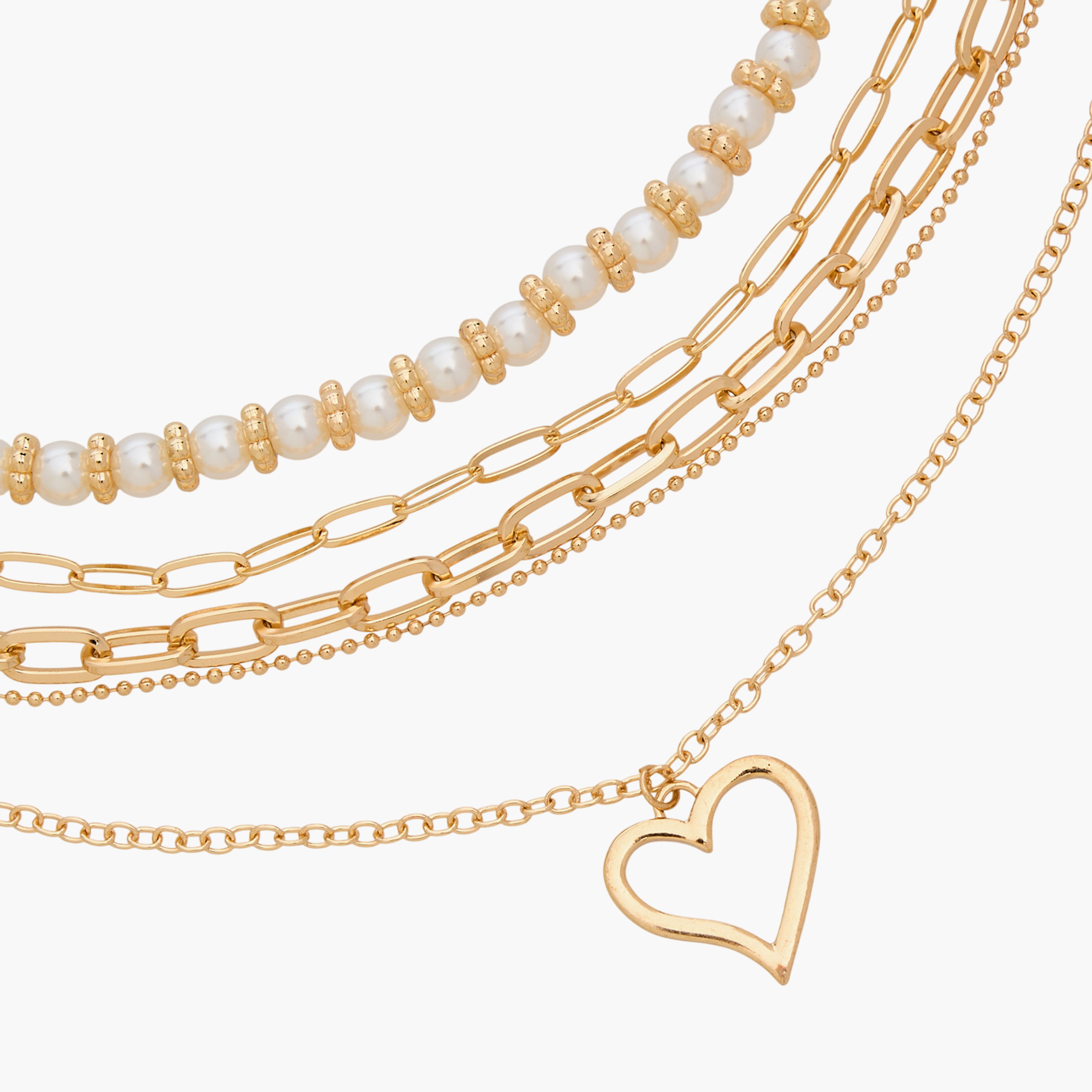 طقم عقود متعددة الطبقات بقلوب ولؤلؤ - 5 قطع-women-watchesandjewellery-jewellery-necklacesandpendants-image-8
