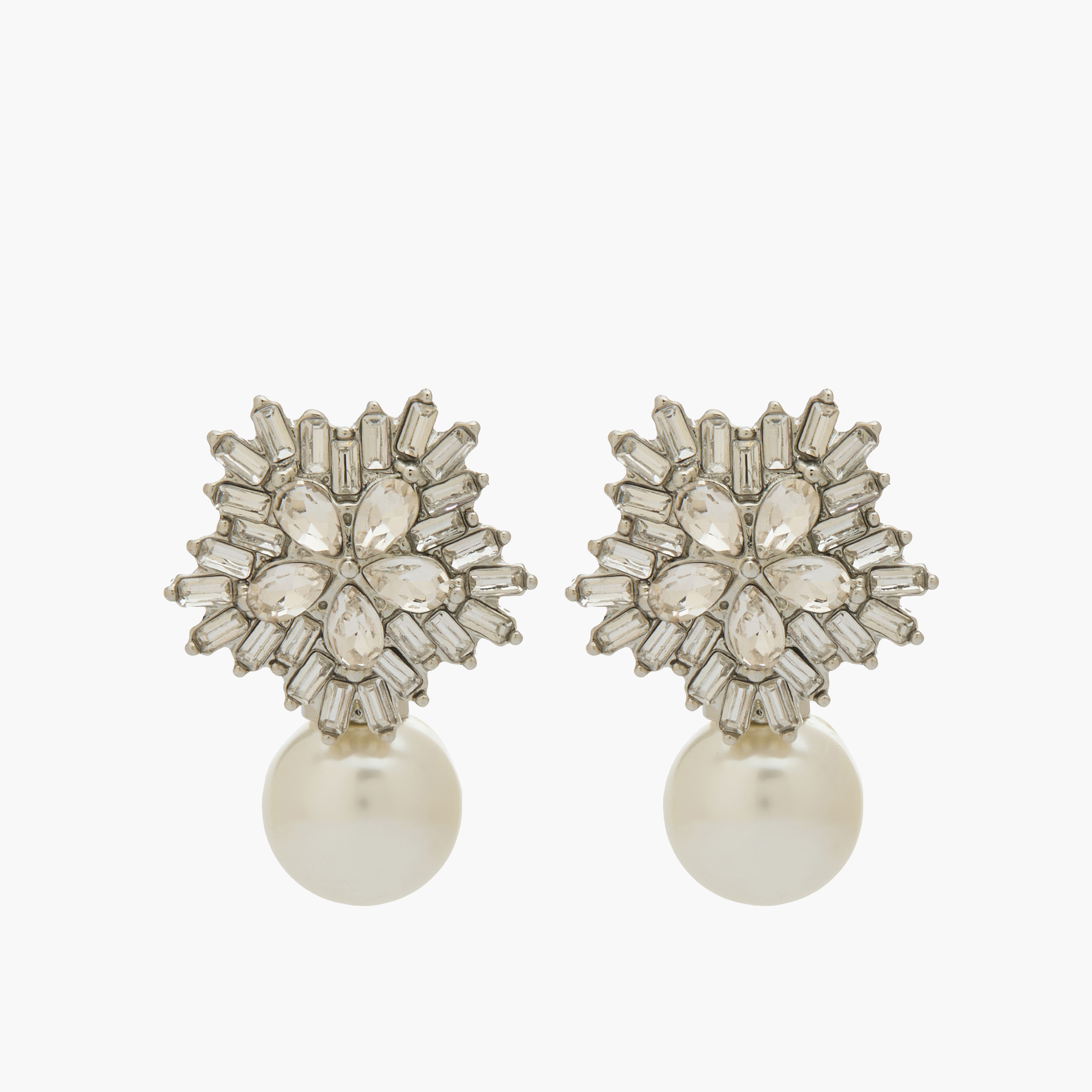 Embellished Pearl Drop Earrings with Pushback Closure-women-watchesandjewellery-jewellery-earrings-image-1