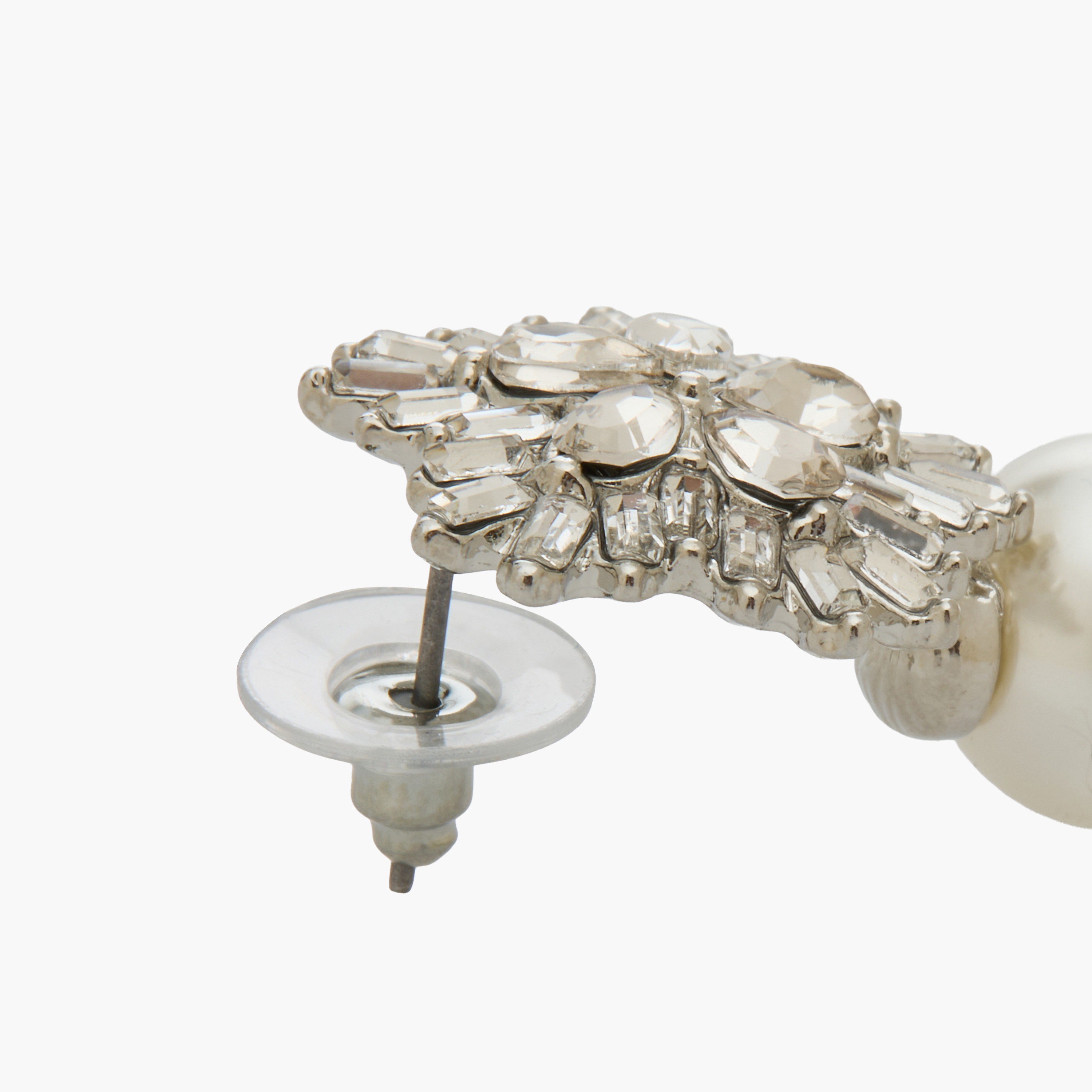 Embellished Pearl Drop Earrings with Pushback Closure-women-watchesandjewellery-jewellery-earrings-image-4