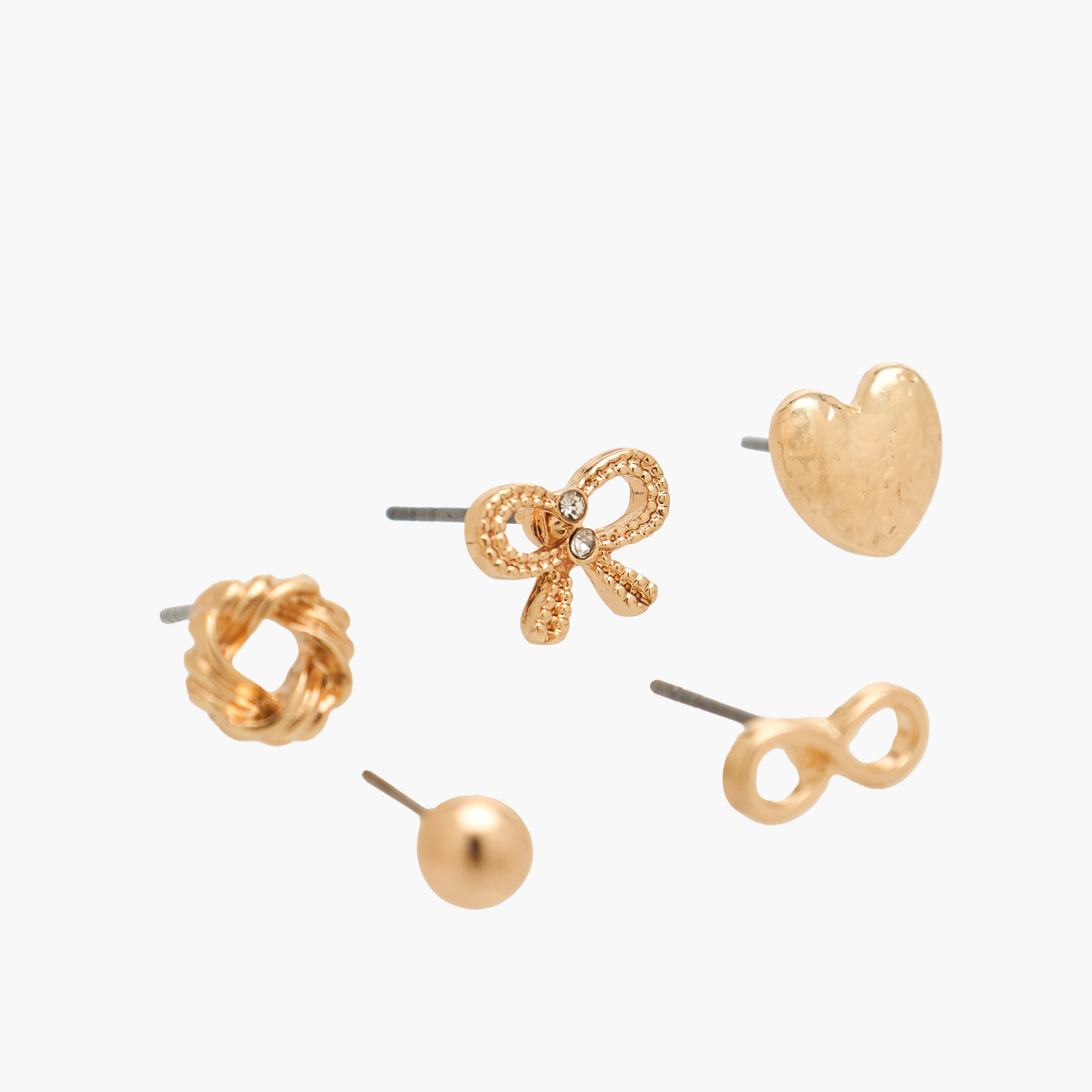 Pack of 6 Gold Tone Assorted Stud Earrings with Pushback Closure-women-watchesandjewellery-jewellery-earrings-image-3