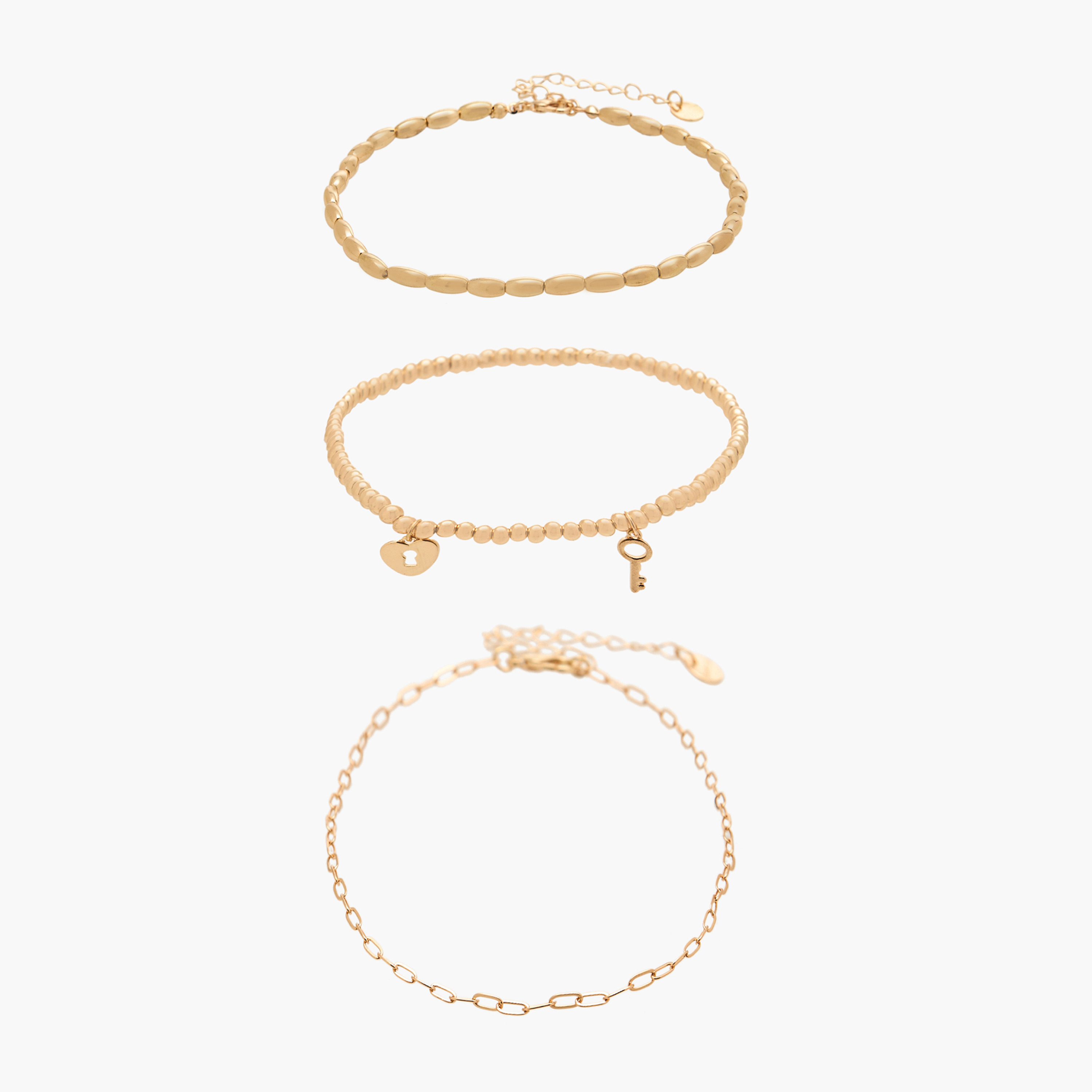 Pack of 3 Gold Tone Embellished Anklet-women-watchesandjewellery-jewellery-anklets-image-1