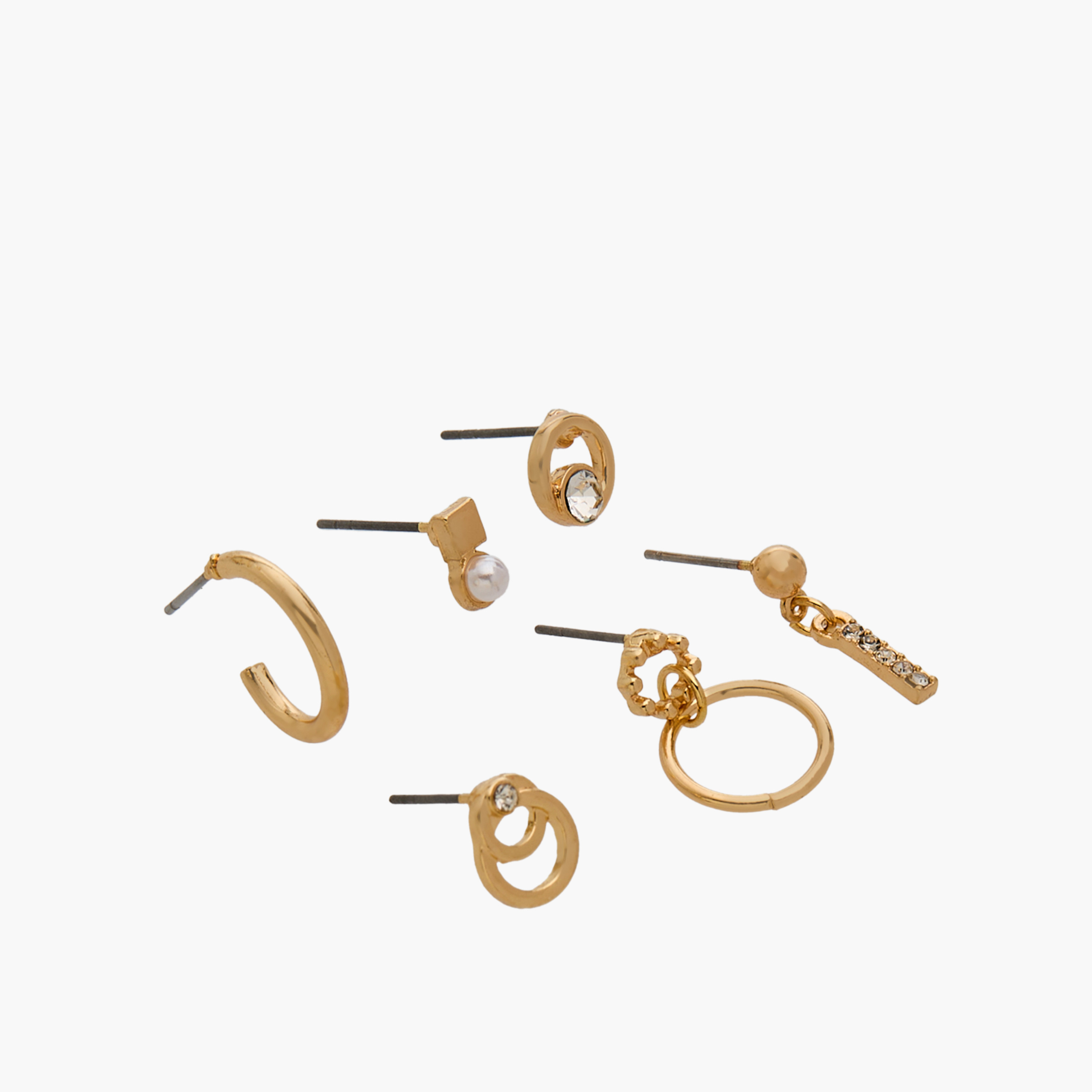 Pack of 6 Gold Tone Assorted Earrings with Pushback Closure-women-watchesandjewellery-jewellery-earrings-image-2