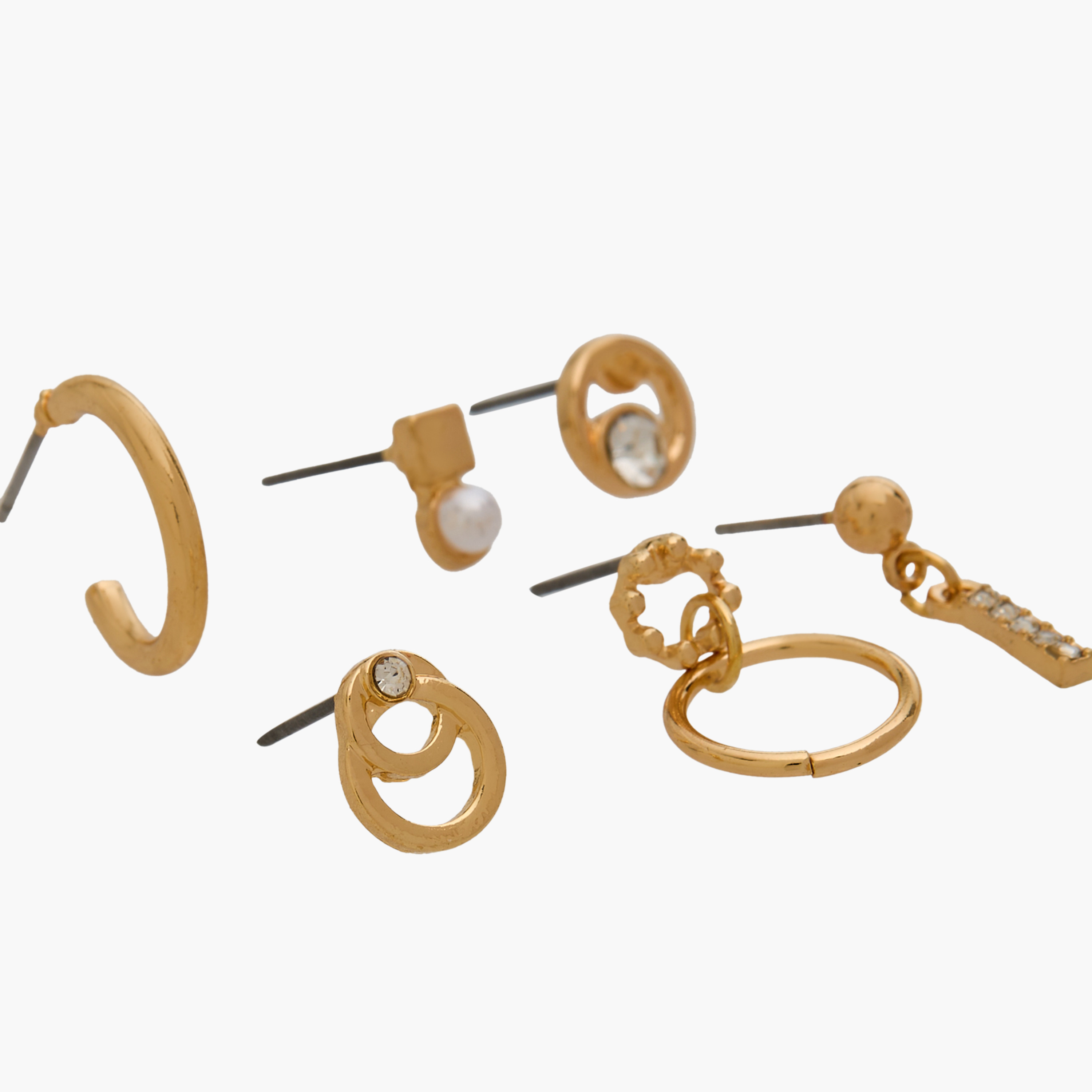 Pack of 6 Gold Tone Assorted Earrings with Pushback Closure-women-watchesandjewellery-jewellery-earrings-image-3