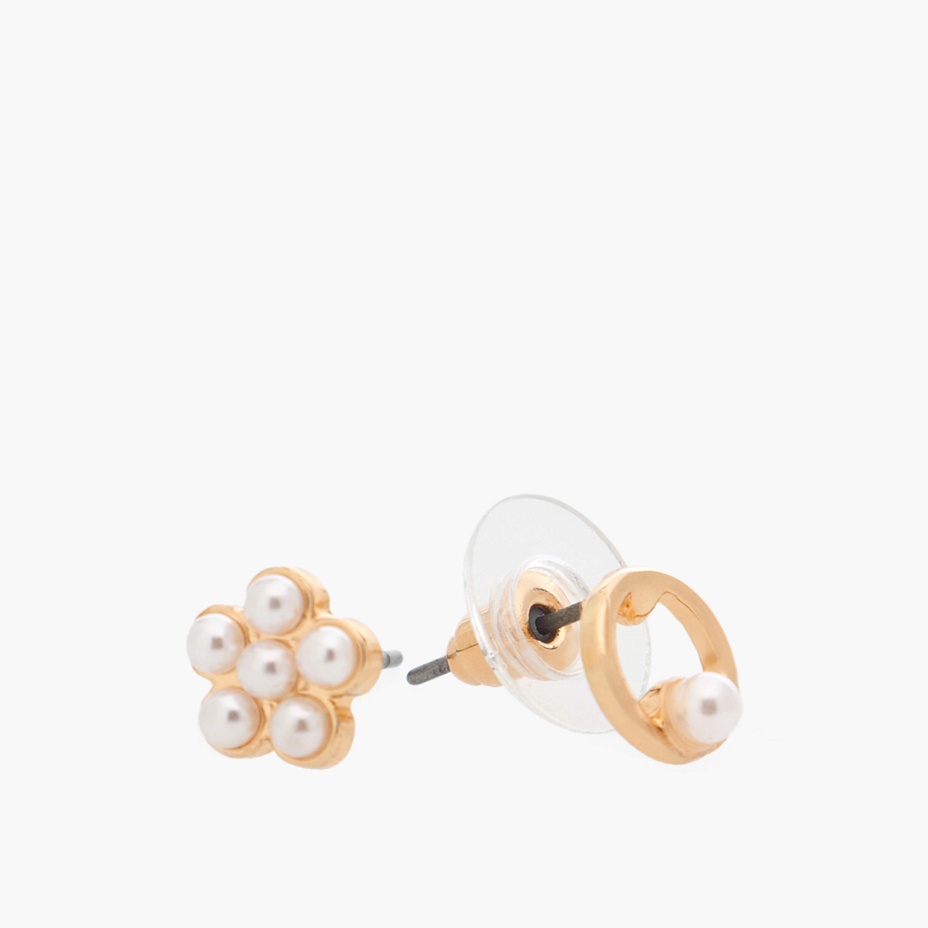 Pack of 9 Gold Tone Assorted Stud Earrings with Pushback Closure-women-watchesandjewellery-jewellery-earrings-image-4