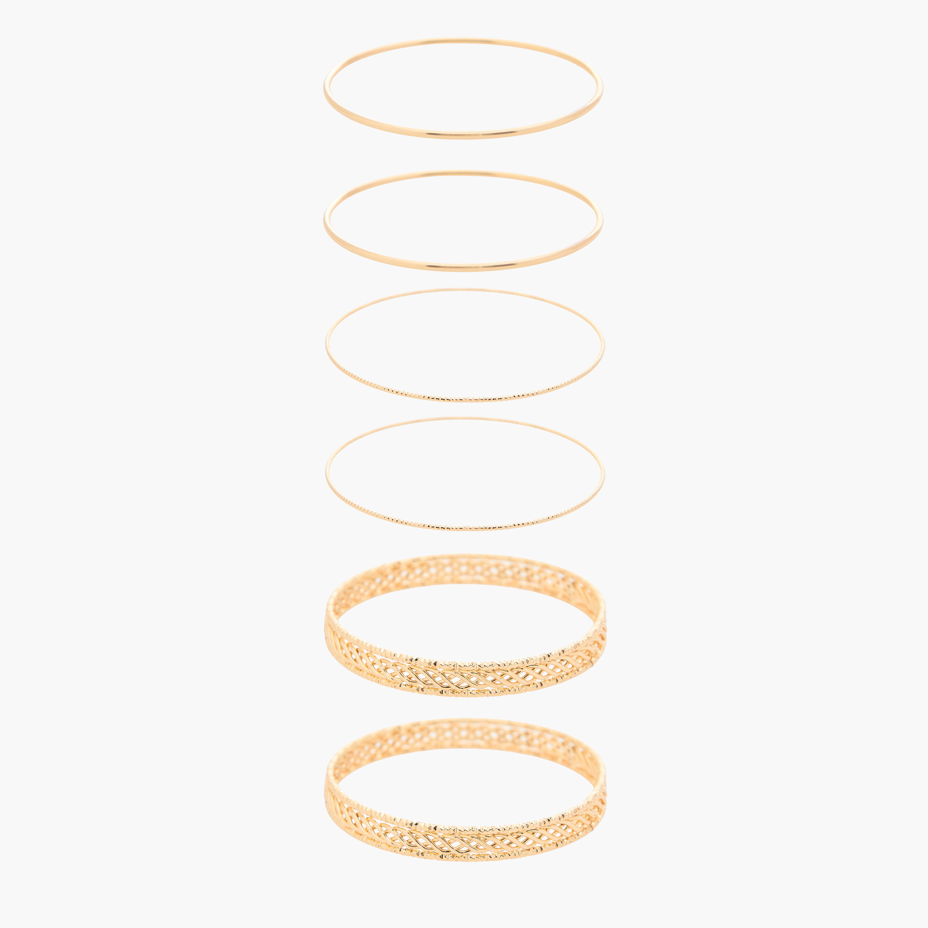 Pack of 6 Gold Tone Assorted Bangle-women-watchesandjewellery-jewellery-banglesandbracelets-image-1