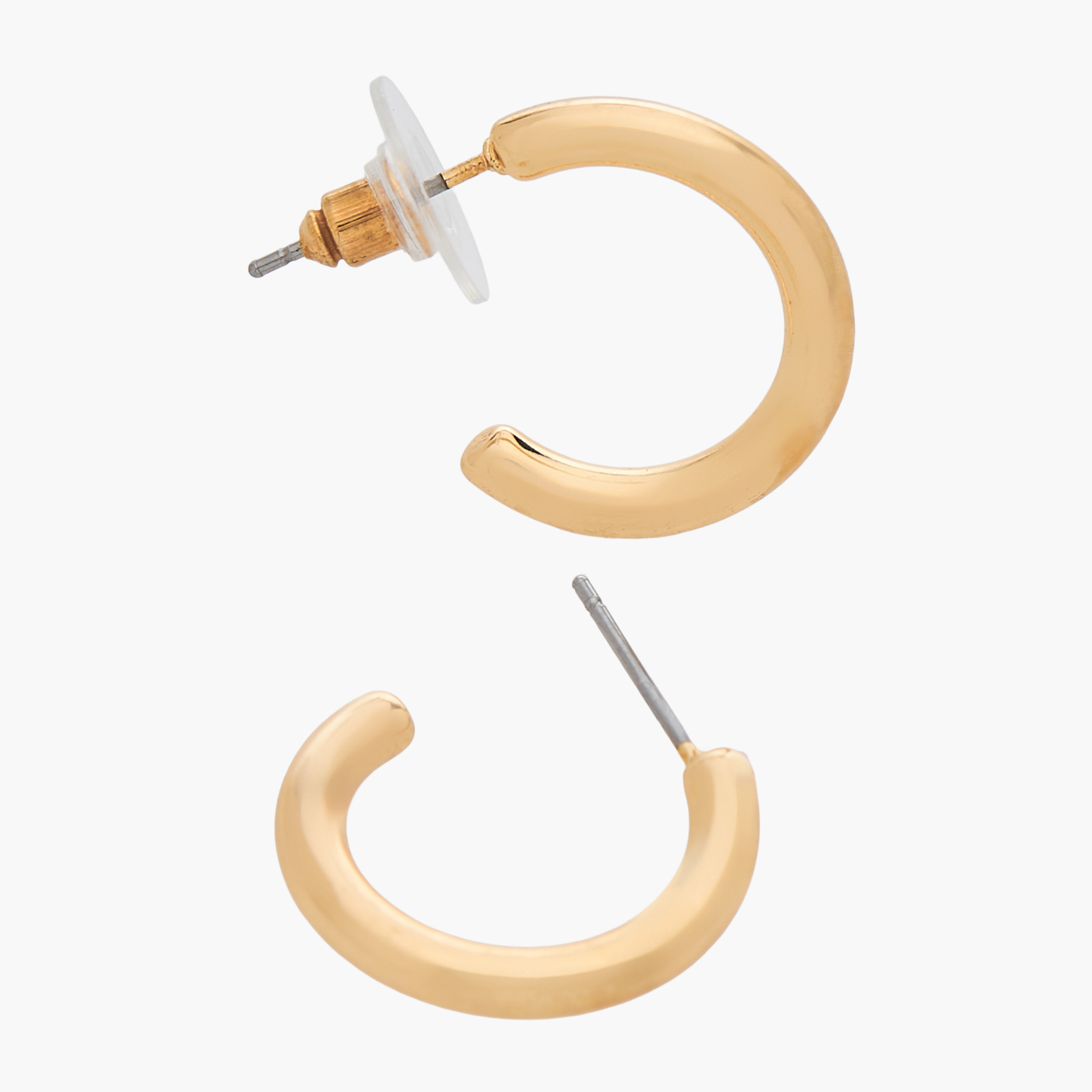 حلقان طوق متنوعة بلون ذهبي بمكبس إغلاق خلفي - 3 قطع-women-watchesandjewellery-jewellery-earrings-image-6
