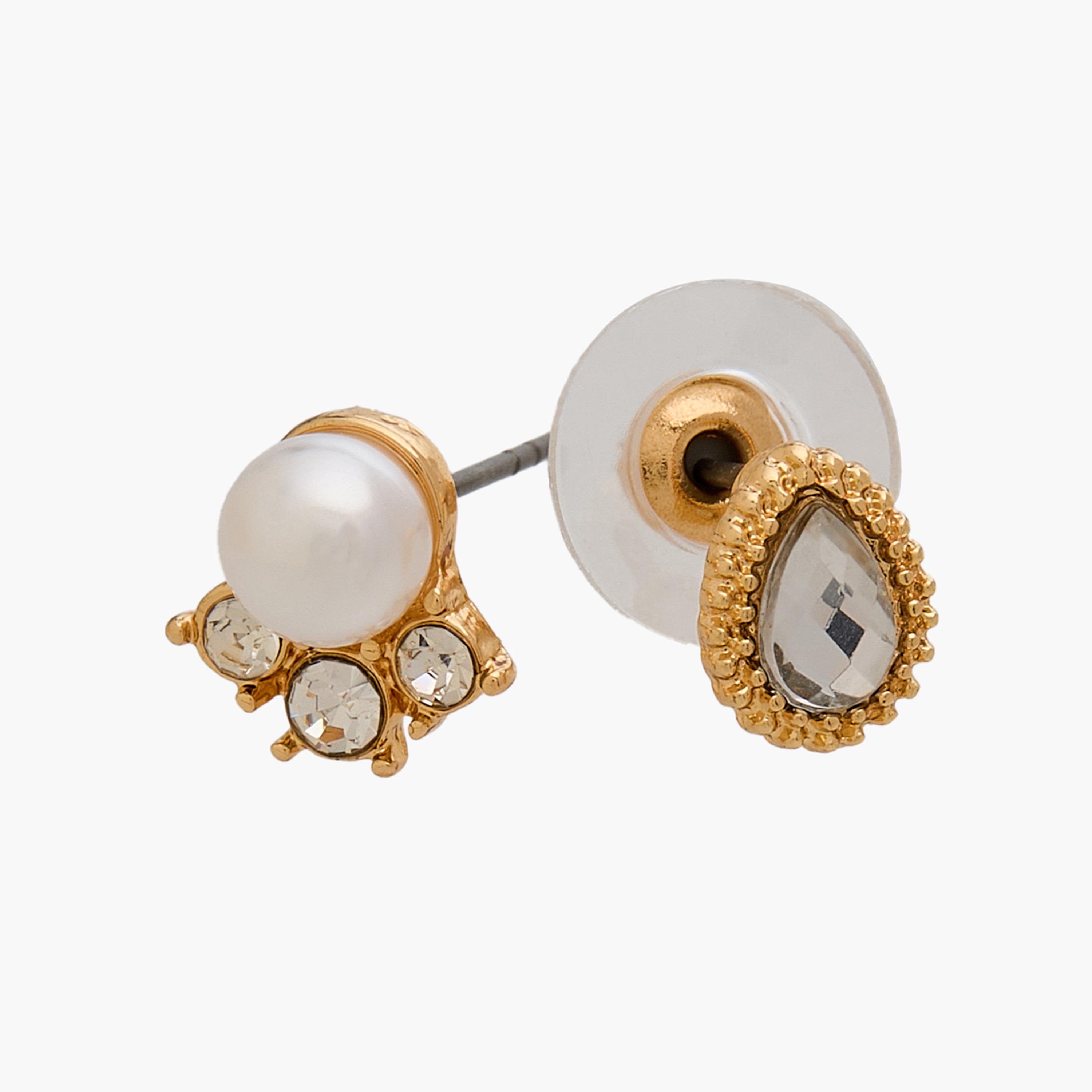 حلقان دبوس متنوعة بلون ذهبي ومكبس إغلاق خلفي - عبوة 20 زوج-women-watchesandjewellery-jewellery-earrings-image-4