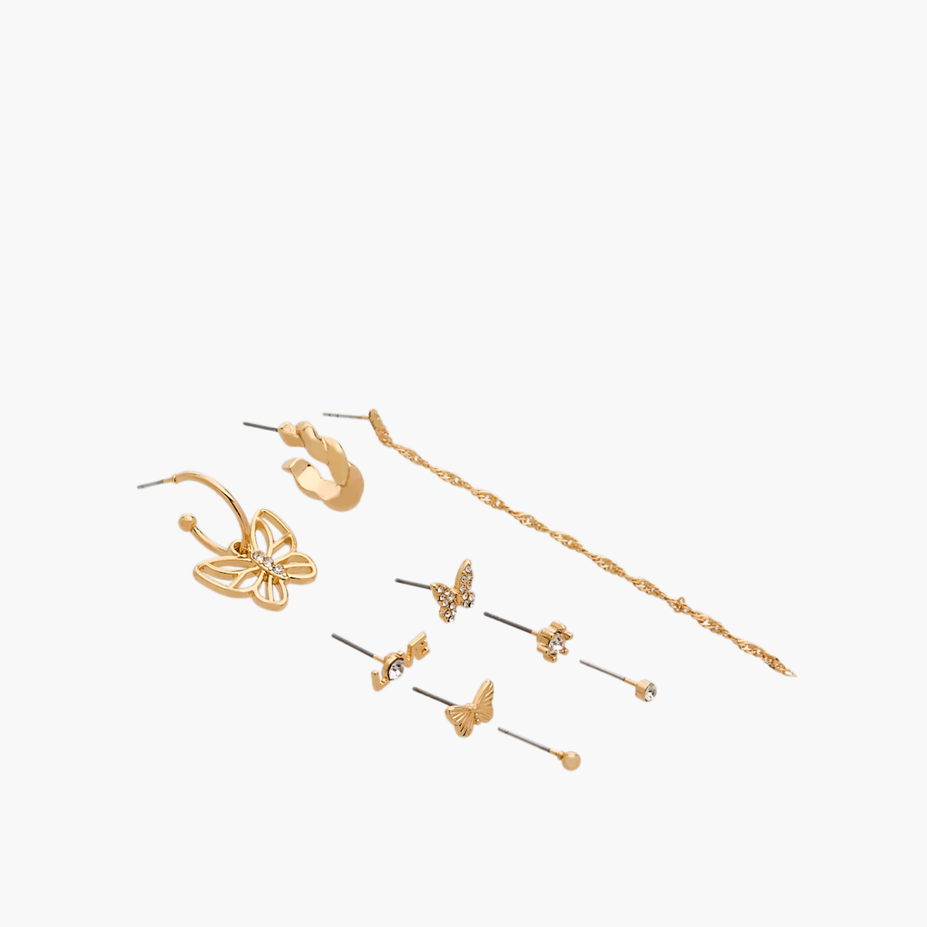 Pack of 9 Gold Tone Assorted Earrings with Pushback Closure-women-watchesandjewellery-jewellery-earrings-image-2