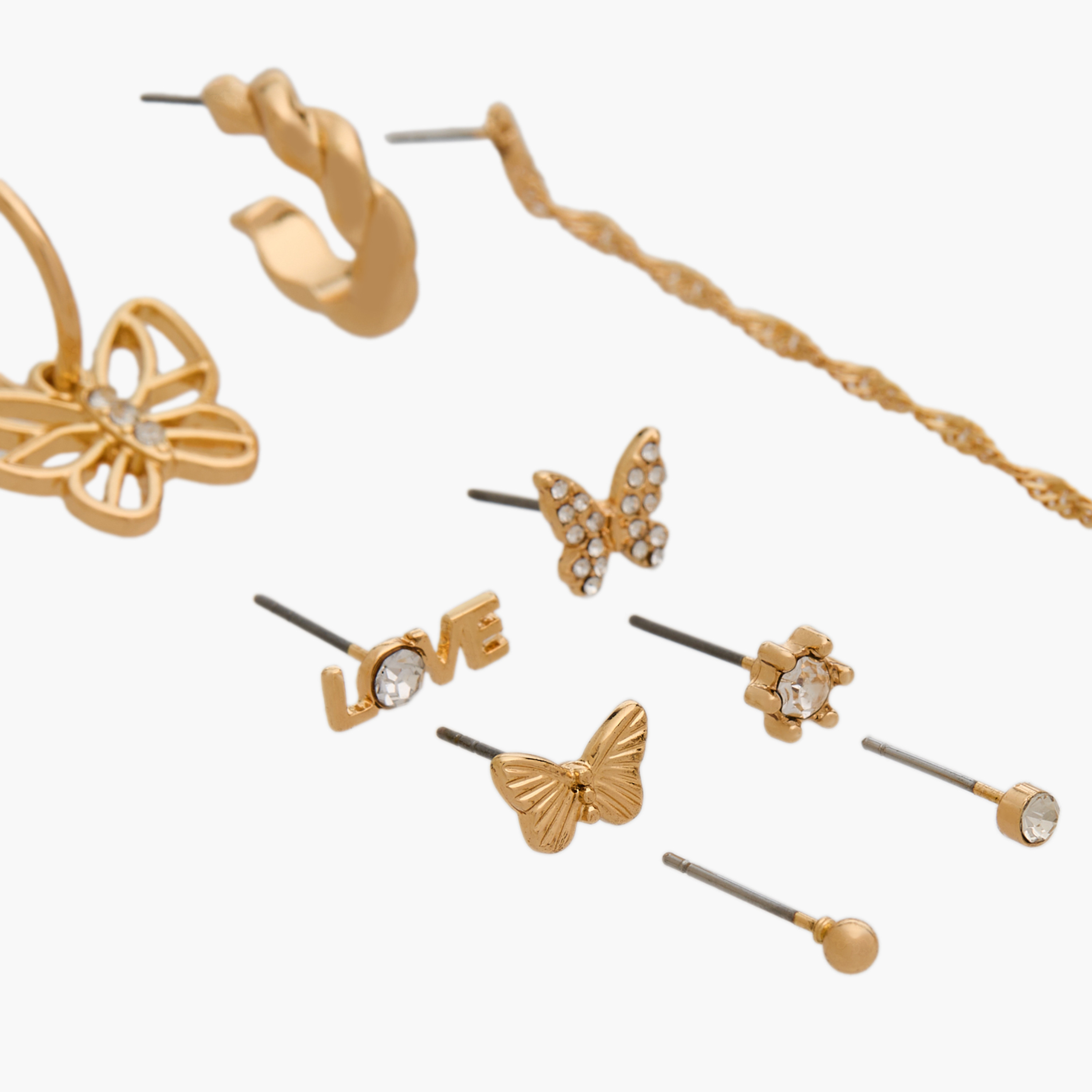 Pack of 9 Gold Tone Assorted Earrings with Pushback Closure-women-watchesandjewellery-jewellery-earrings-image-3