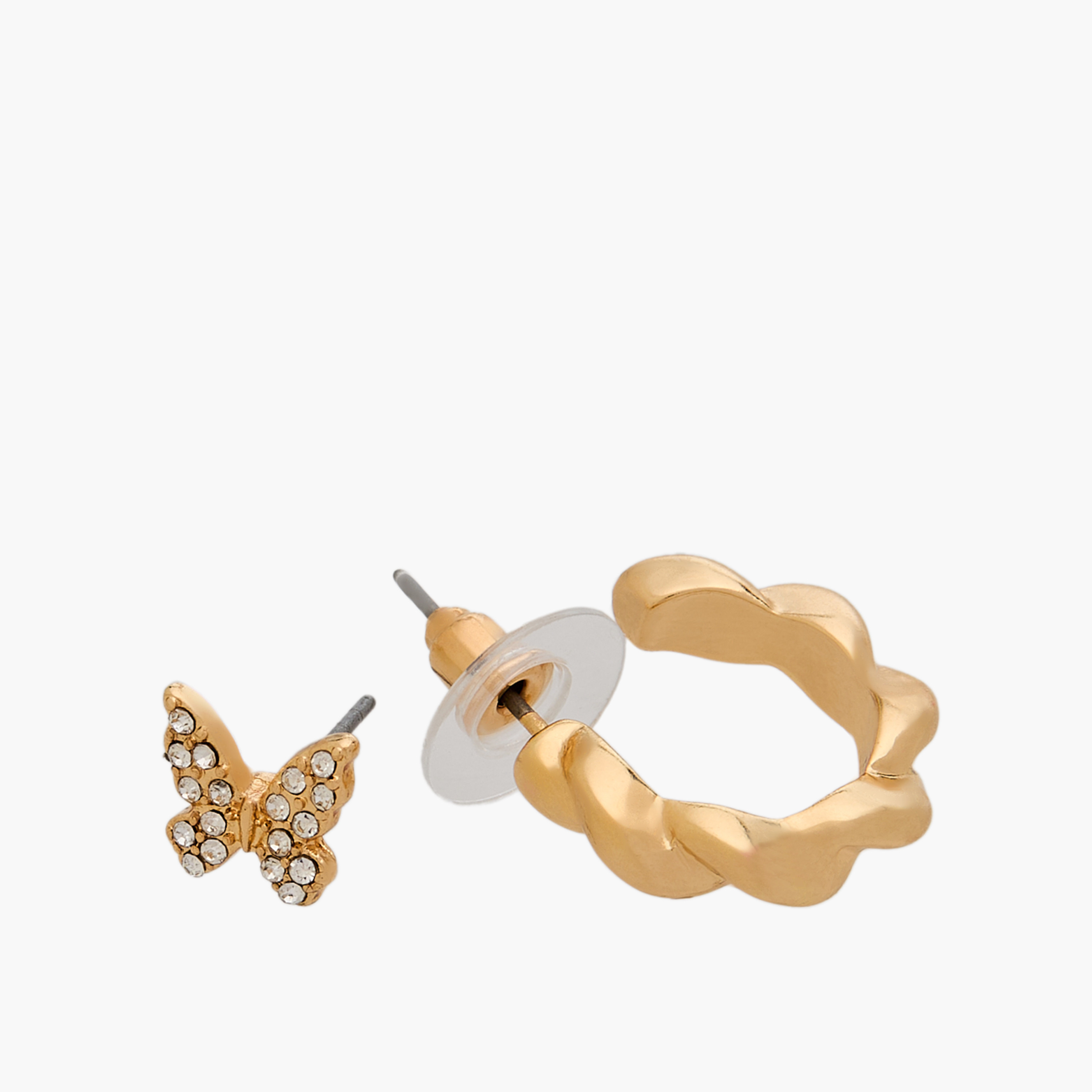 Pack of 9 Gold Tone Assorted Earrings with Pushback Closure-women-watchesandjewellery-jewellery-earrings-image-4