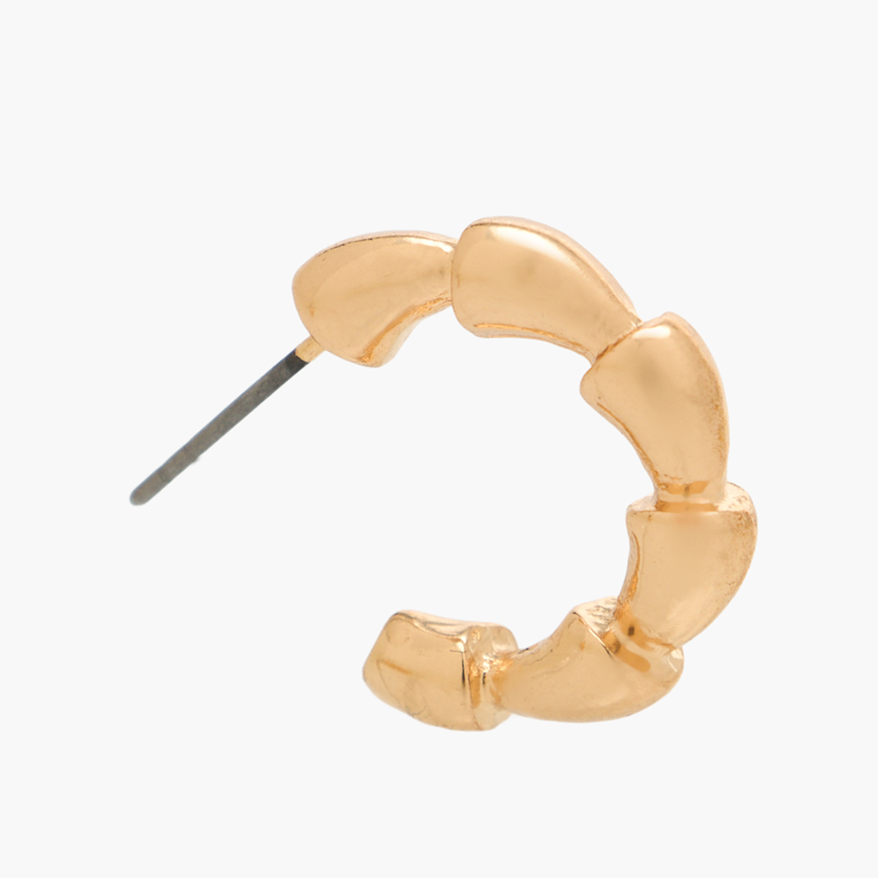 حلقان طوق بارزة الملمس بلون ذهبي ومكبس إغلاق خلفي - 3 قطع-women-watchesandjewellery-jewellery-earrings-image-7