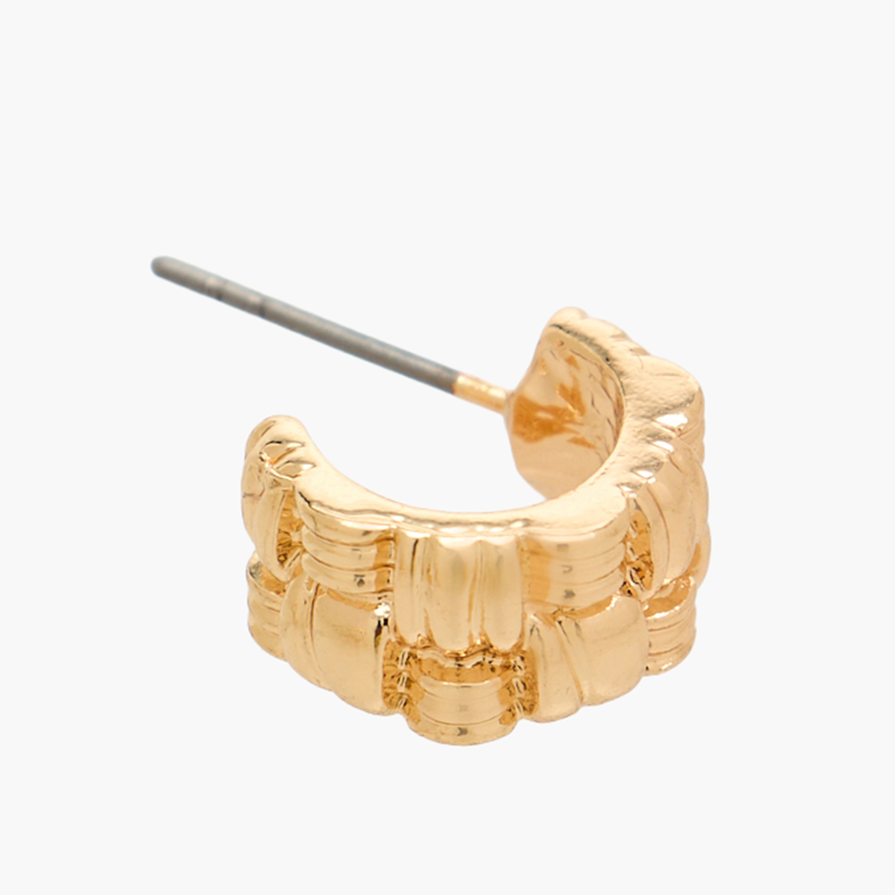 حلقان طوق بارزة الملمس بلون ذهبي ومكبس إغلاق خلفي - 3 قطع-women-watchesandjewellery-jewellery-earrings-image-9